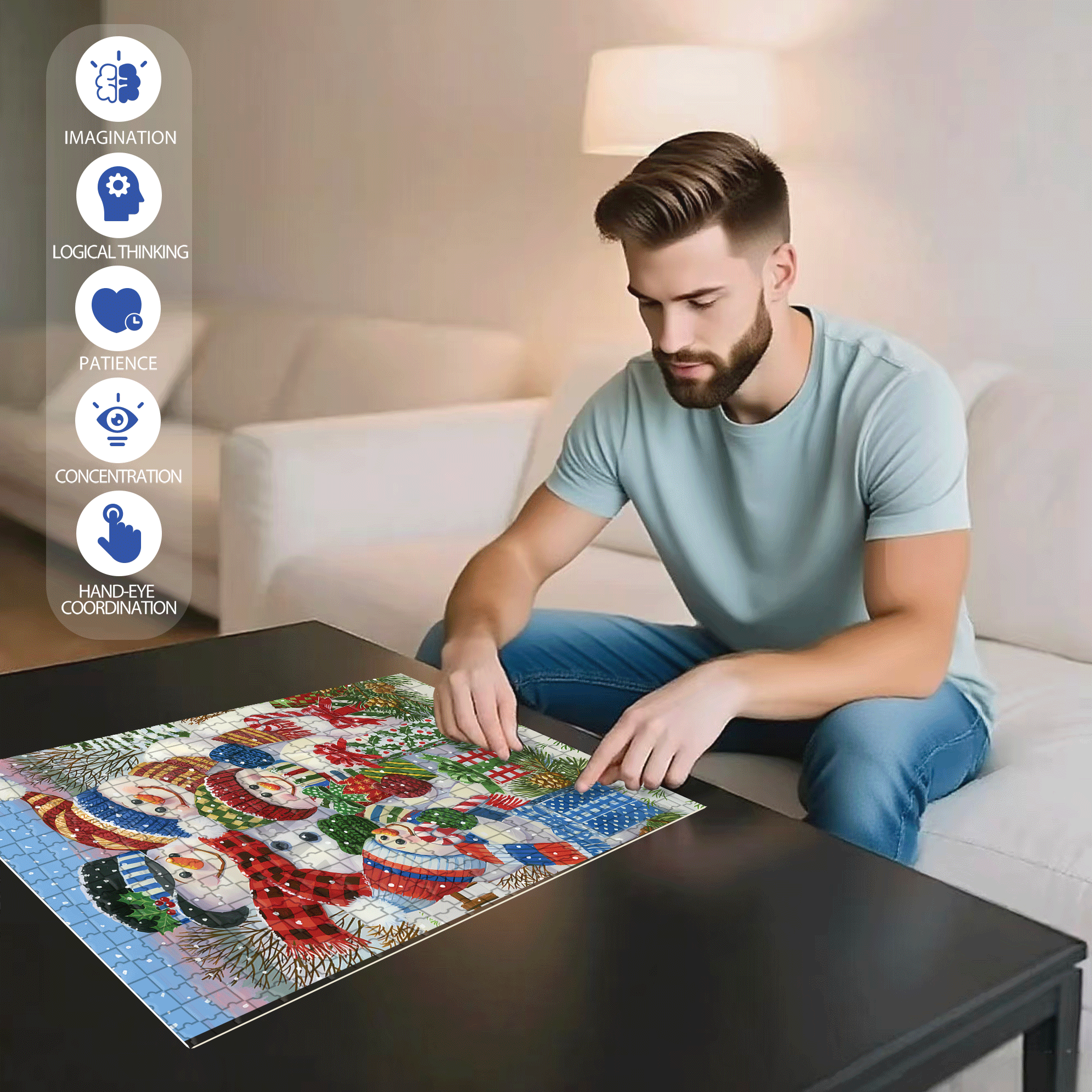 With Presents For All 500pcs/1000pcs Jigsaw Puzzle, Scratch-Resistant, Interactive Family Game & Brain-Boosting DIY Decor, Perfect for Halloween, Christmas & New Year Gifts, Family Puzzle Game