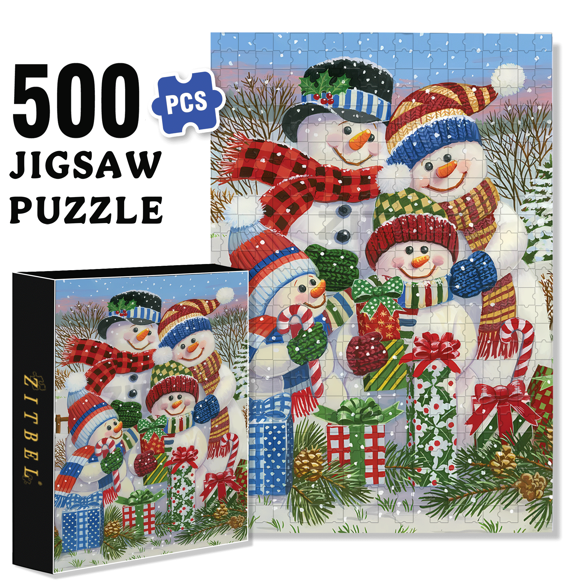 With Presents For All 500pcs/1000pcs Jigsaw Puzzle, Scratch-Resistant, Interactive Family Game & Brain-Boosting DIY Decor, Perfect for Halloween, Christmas & New Year Gifts, Family Puzzle Game
