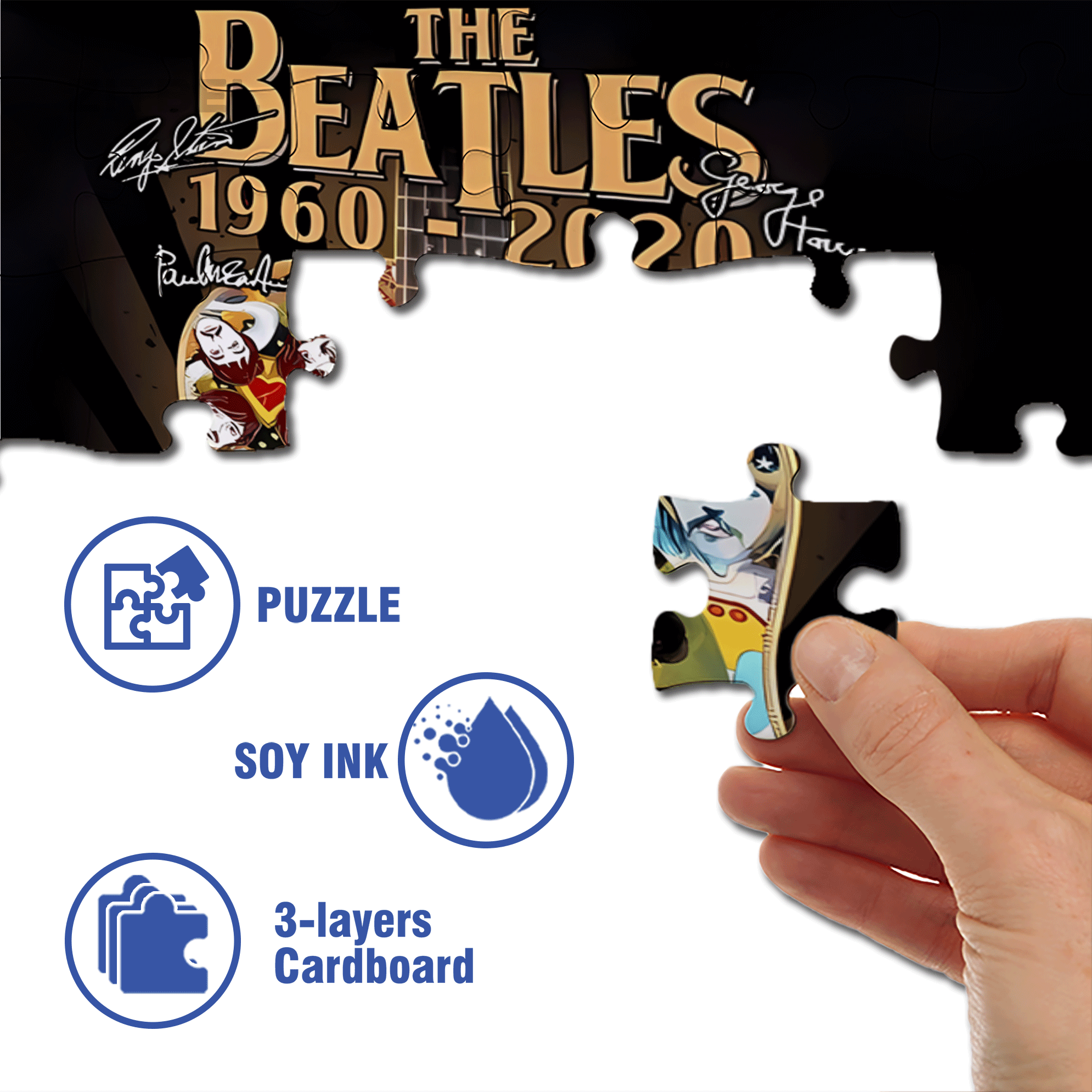 60 Years of The Beatles 500pcs/1000pcs Jigsaw Puzzle, Scratch-Resistant, Interactive Family Game & Brain-Boosting DIY Decor, Perfect for Halloween, Christmas & New Year Gifts, Family Puzzle Game