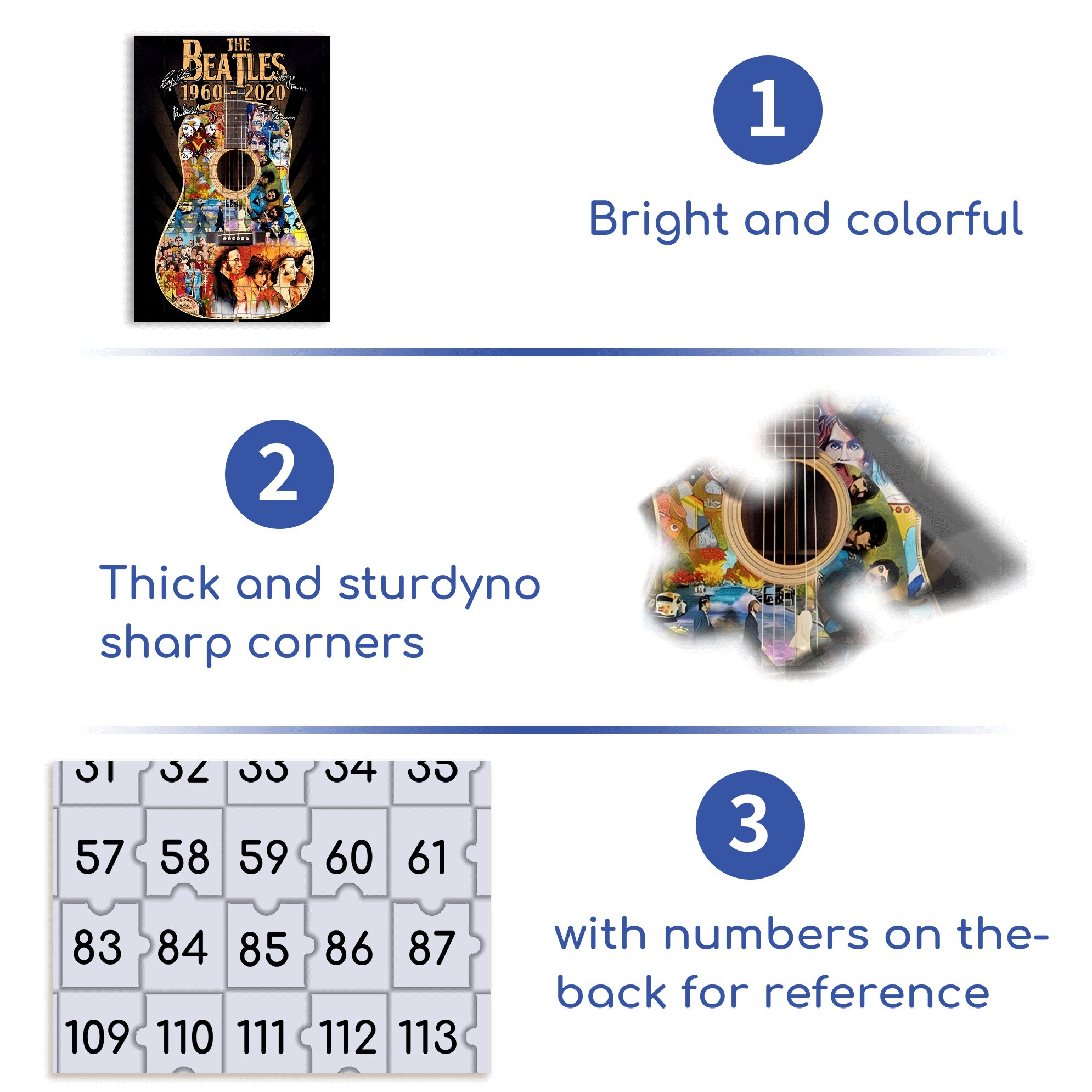 60 Years of The Beatles 500pcs/1000pcs Jigsaw Puzzle, Scratch-Resistant, Interactive Family Game & Brain-Boosting DIY Decor, Perfect for Halloween, Christmas & New Year Gifts, Family Puzzle Game