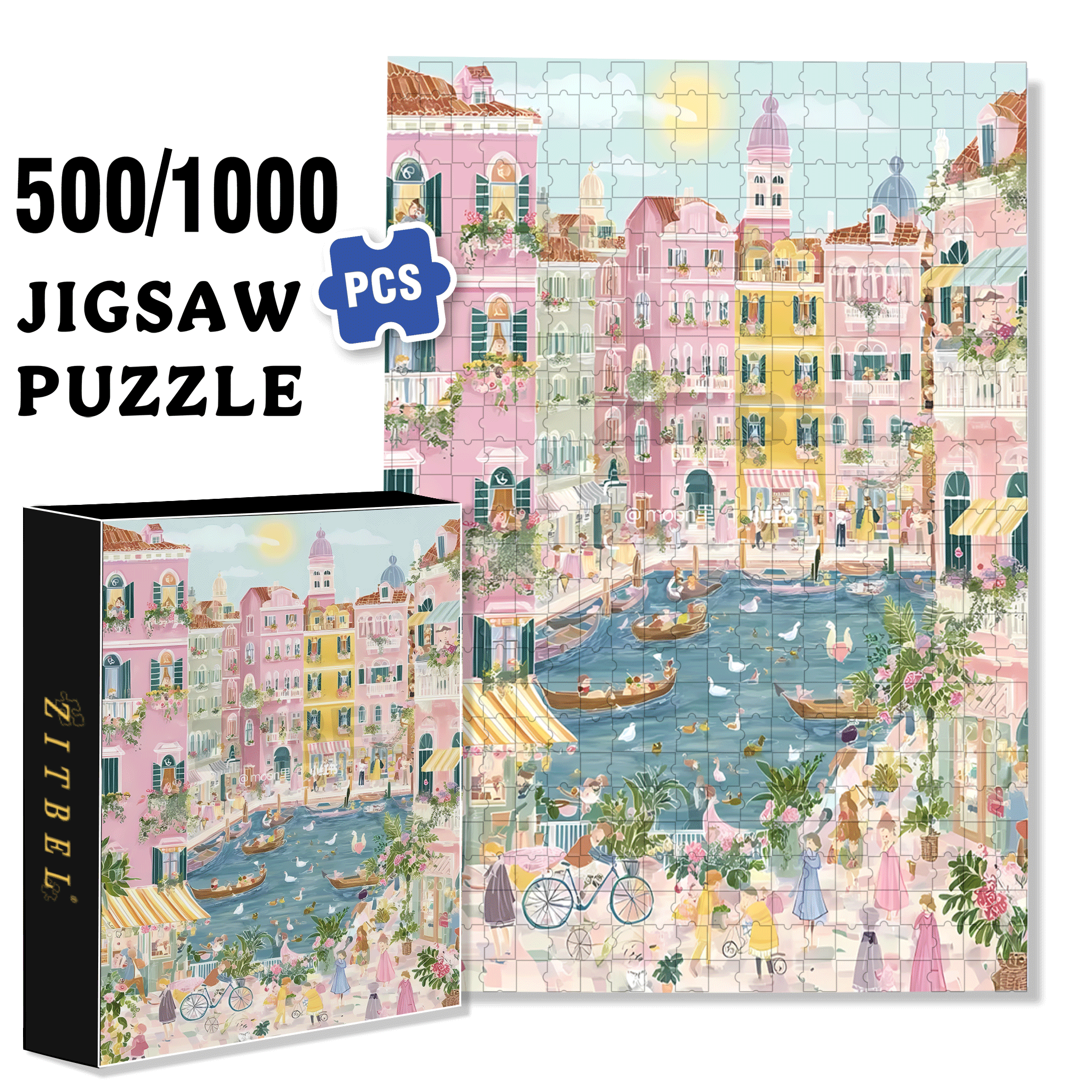 A Dreamy And Romantic Journey 500pcs/1000pcs Jigsaw Puzzle, Scratch-Resistant, Interactive Family Game & Brain-Boosting DIY Decor, Perfect for Halloween, Christmas & New Year Gifts, Family Puzzle Game