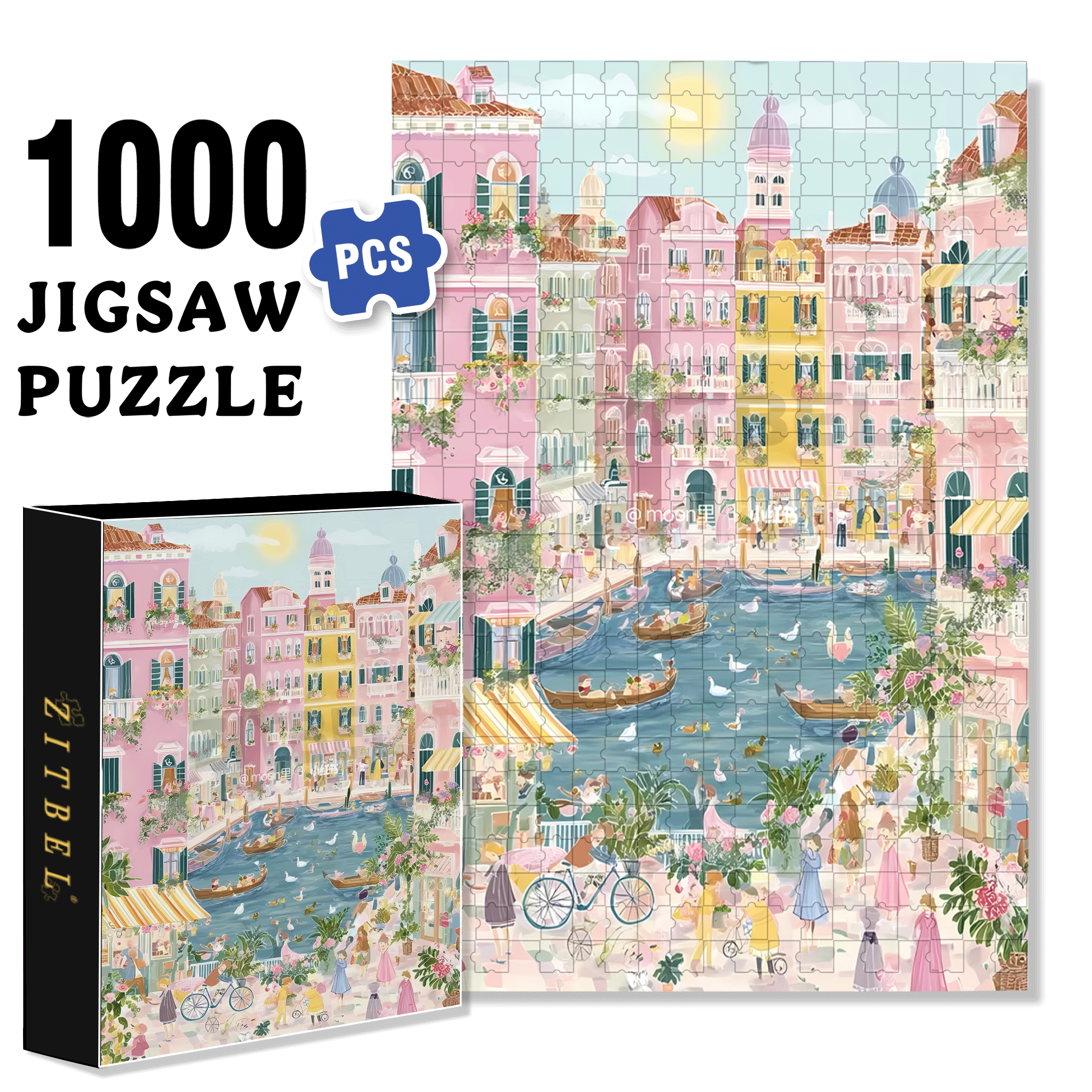 A Dreamy And Romantic Journey 500pcs/1000pcs Jigsaw Puzzle, Scratch-Resistant, Interactive Family Game & Brain-Boosting DIY Decor, Perfect for Halloween, Christmas & New Year Gifts, Family Puzzle Game