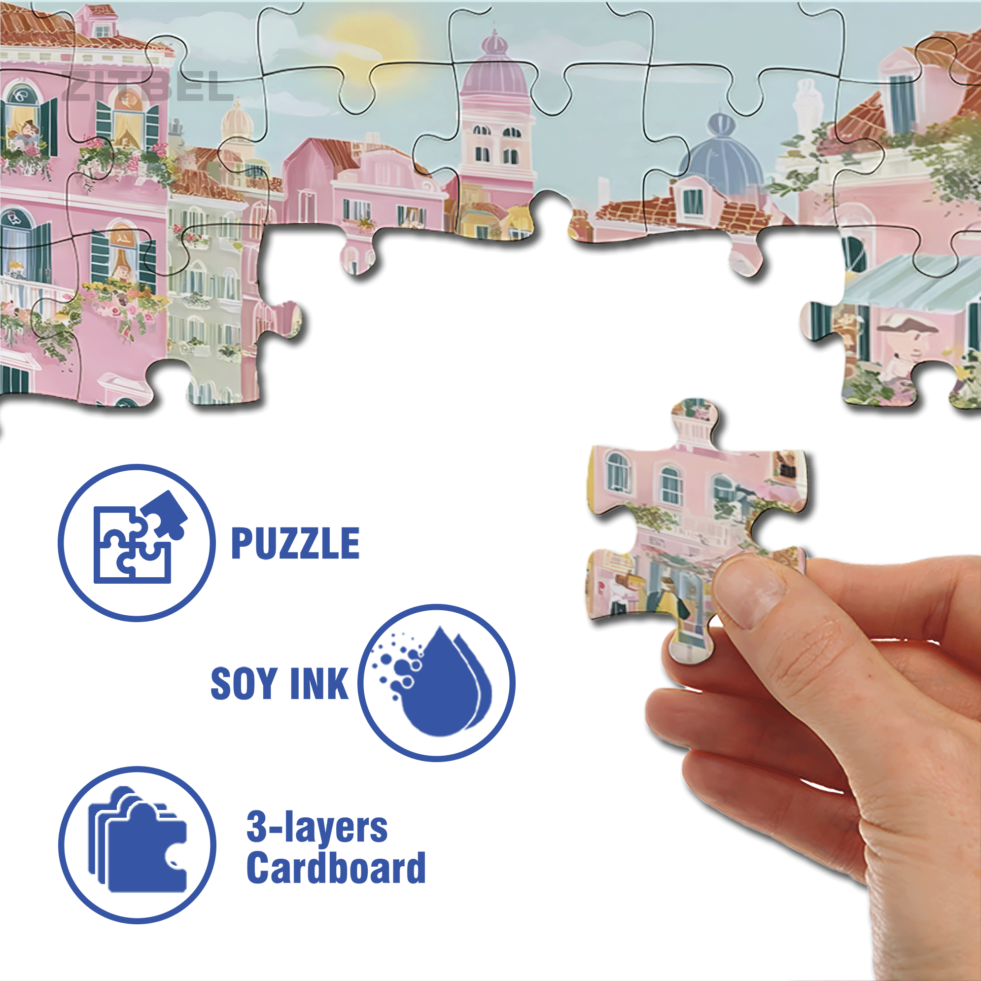 A Dreamy And Romantic Journey 500pcs/1000pcs Jigsaw Puzzle, Scratch-Resistant, Interactive Family Game & Brain-Boosting DIY Decor, Perfect for Halloween, Christmas & New Year Gifts, Family Puzzle Game