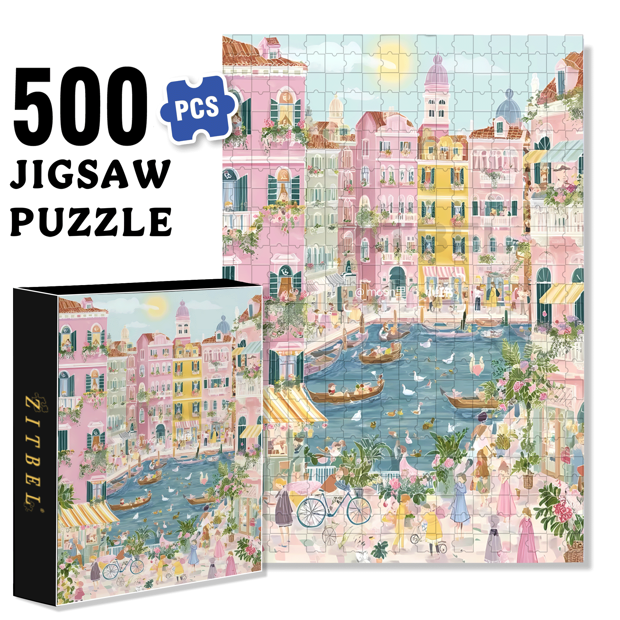 A Dreamy And Romantic Journey 500pcs/1000pcs Jigsaw Puzzle, Scratch-Resistant, Interactive Family Game & Brain-Boosting DIY Decor, Perfect for Halloween, Christmas & New Year Gifts, Family Puzzle Game