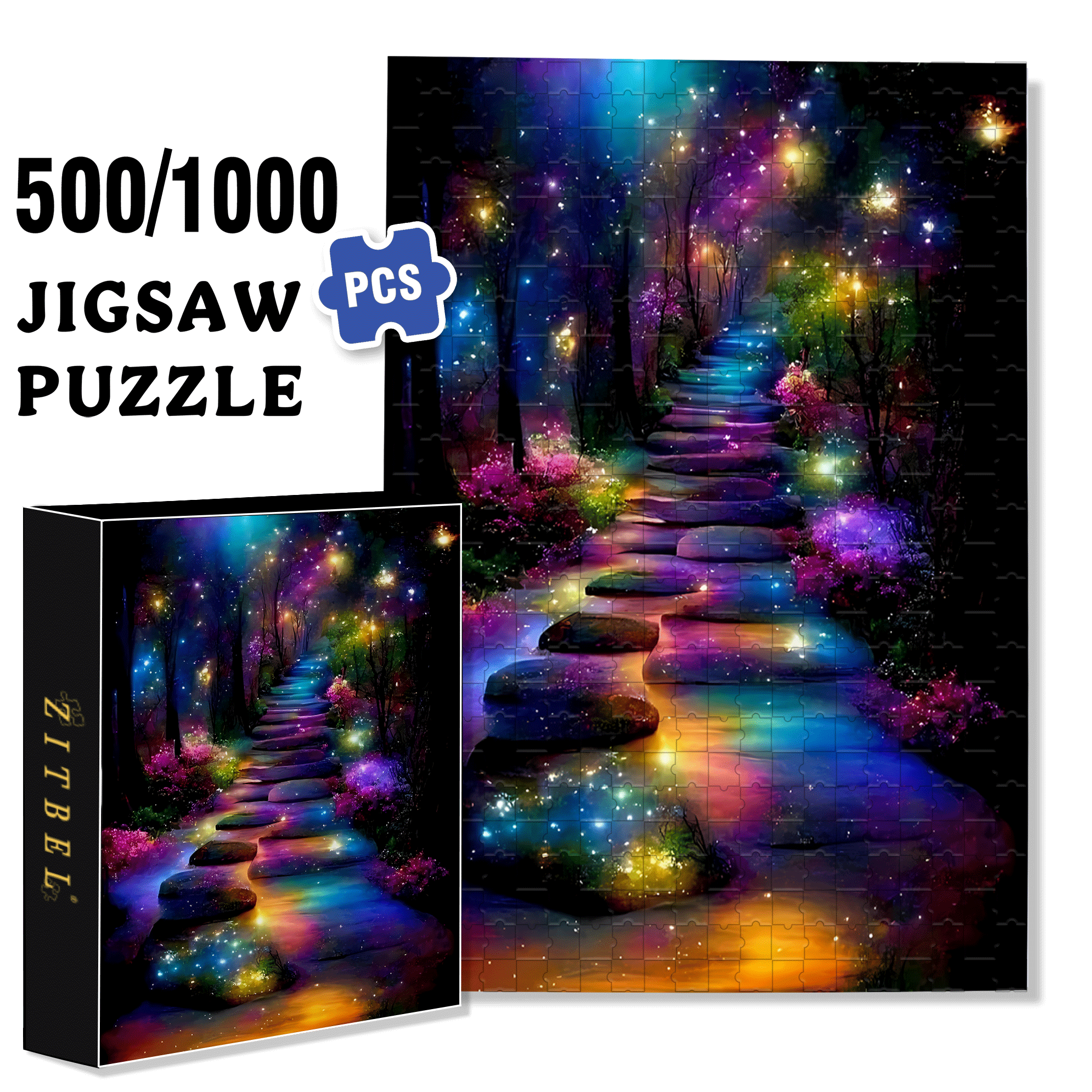 A Forest Path Leading To The Milky Way 500pcs/1000pcs Jigsaw Puzzle, Scratch-Resistant, Interactive Family Game & Brain-Boosting DIY Decor, Perfect for Halloween, Christmas & New Year Gifts, Family Puzzle Game