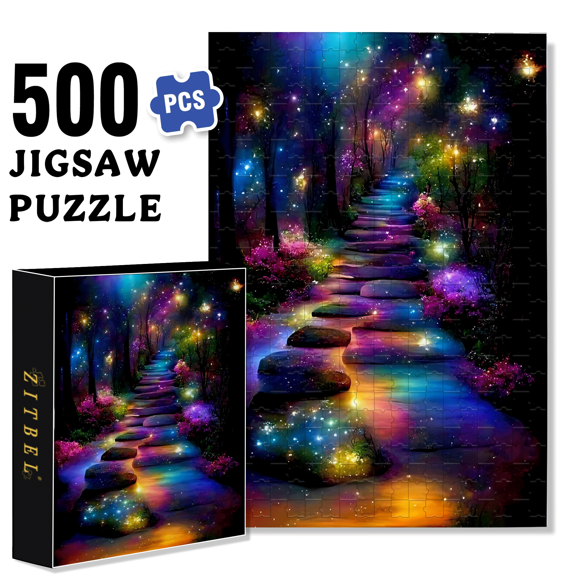 A Forest Path Leading To The Milky Way 500pcs/1000pcs Jigsaw Puzzle, Scratch-Resistant, Interactive Family Game & Brain-Boosting DIY Decor, Perfect for Halloween, Christmas & New Year Gifts, Family Puzzle Game