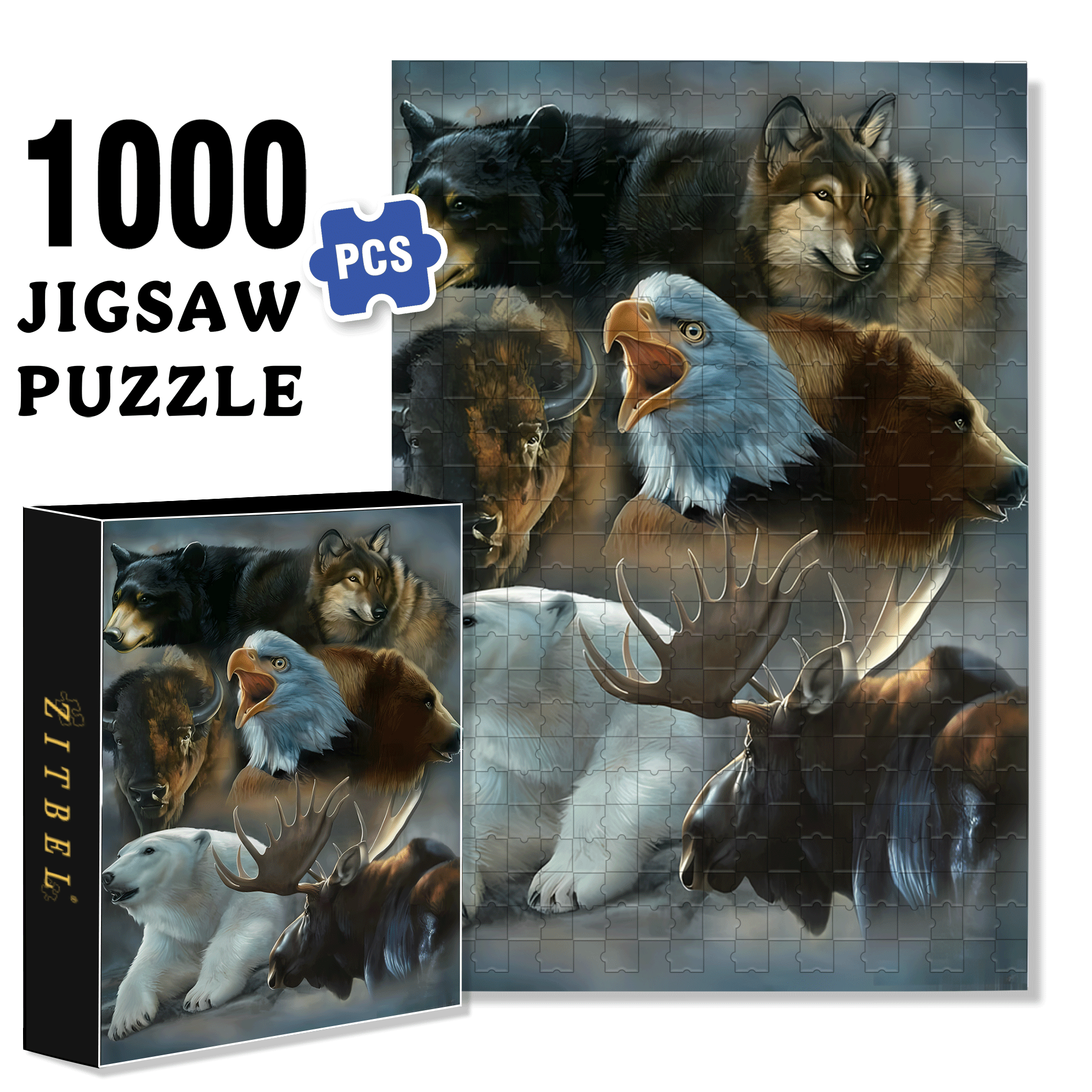 A Pictorial Guide To The Wildlife Of North America 500pcs/1000pcs Jigsaw Puzzle, Scratch-Resistant, Interactive Family Game & Brain-Boosting DIY Decor, Perfect for Halloween, Christmas & New Year Gifts, Family Puzzle Game
