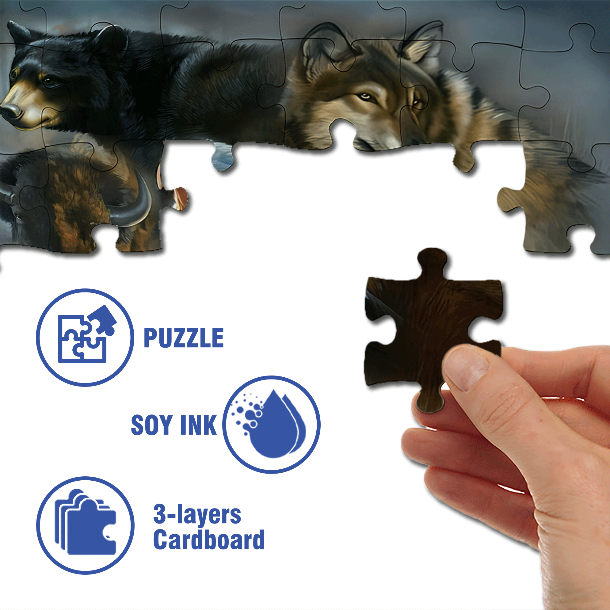A Pictorial Guide To The Wildlife Of North America 500pcs/1000pcs Jigsaw Puzzle, Scratch-Resistant, Interactive Family Game & Brain-Boosting DIY Decor, Perfect for Halloween, Christmas & New Year Gifts, Family Puzzle Game