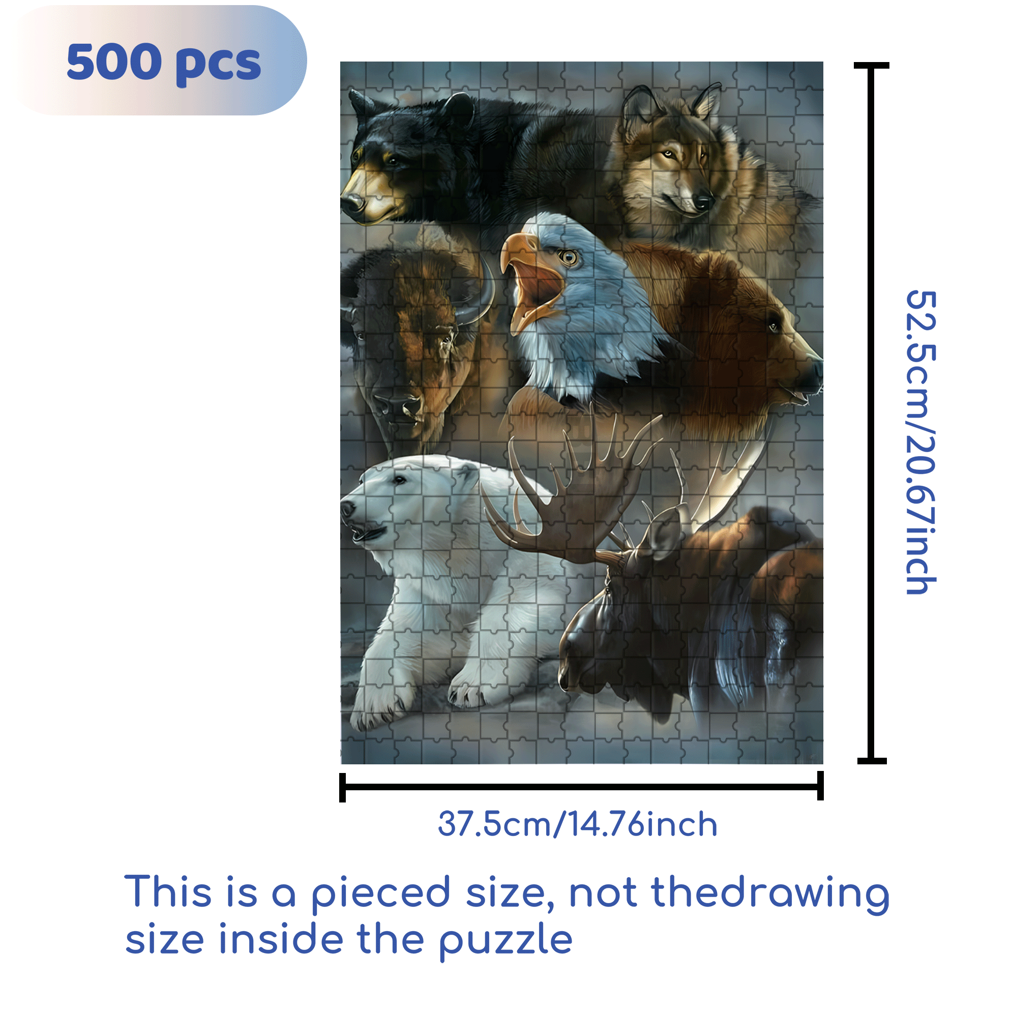 A Pictorial Guide To The Wildlife Of North America 500pcs/1000pcs Jigsaw Puzzle, Scratch-Resistant, Interactive Family Game & Brain-Boosting DIY Decor, Perfect for Halloween, Christmas & New Year Gifts, Family Puzzle Game