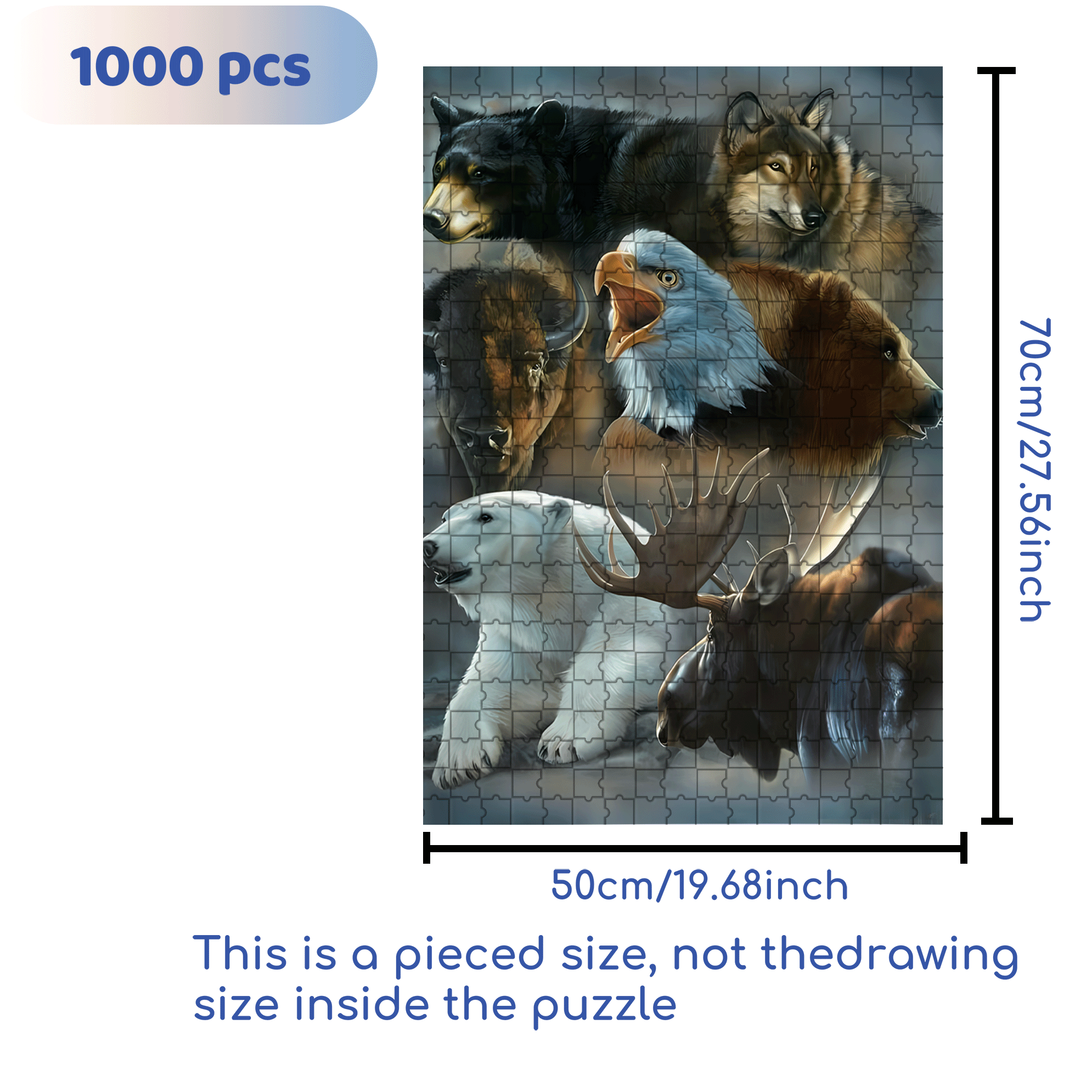 A Pictorial Guide To The Wildlife Of North America 500pcs/1000pcs Jigsaw Puzzle, Scratch-Resistant, Interactive Family Game & Brain-Boosting DIY Decor, Perfect for Halloween, Christmas & New Year Gifts, Family Puzzle Game