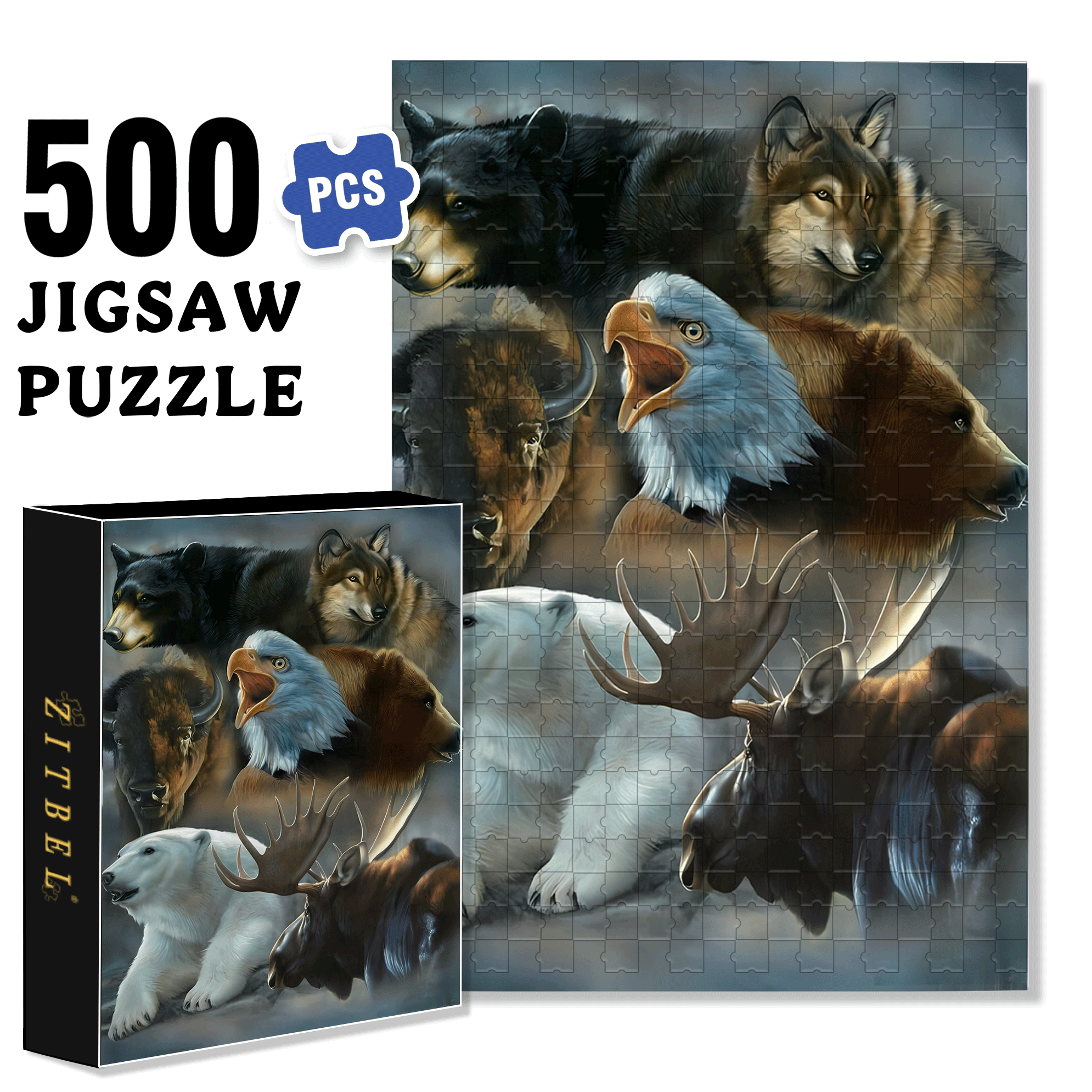 A Pictorial Guide To The Wildlife Of North America 500pcs/1000pcs Jigsaw Puzzle, Scratch-Resistant, Interactive Family Game & Brain-Boosting DIY Decor, Perfect for Halloween, Christmas & New Year Gifts, Family Puzzle Game