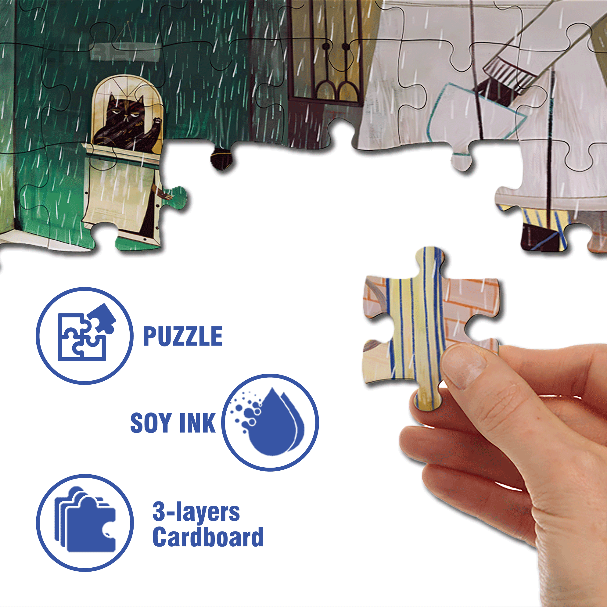 A Rainy Day 500pcs/1000pcs Jigsaw Puzzle, Scratch-Resistant, Interactive Family Game & Brain-Boosting DIY Decor, Perfect for Halloween, Christmas & New Year Gifts, Family Puzzle Game