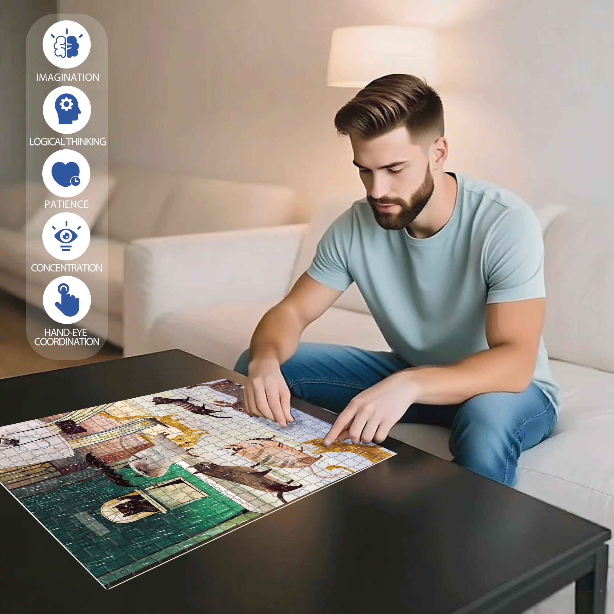 A Rainy Day 500pcs/1000pcs Jigsaw Puzzle, Scratch-Resistant, Interactive Family Game & Brain-Boosting DIY Decor, Perfect for Halloween, Christmas & New Year Gifts, Family Puzzle Game