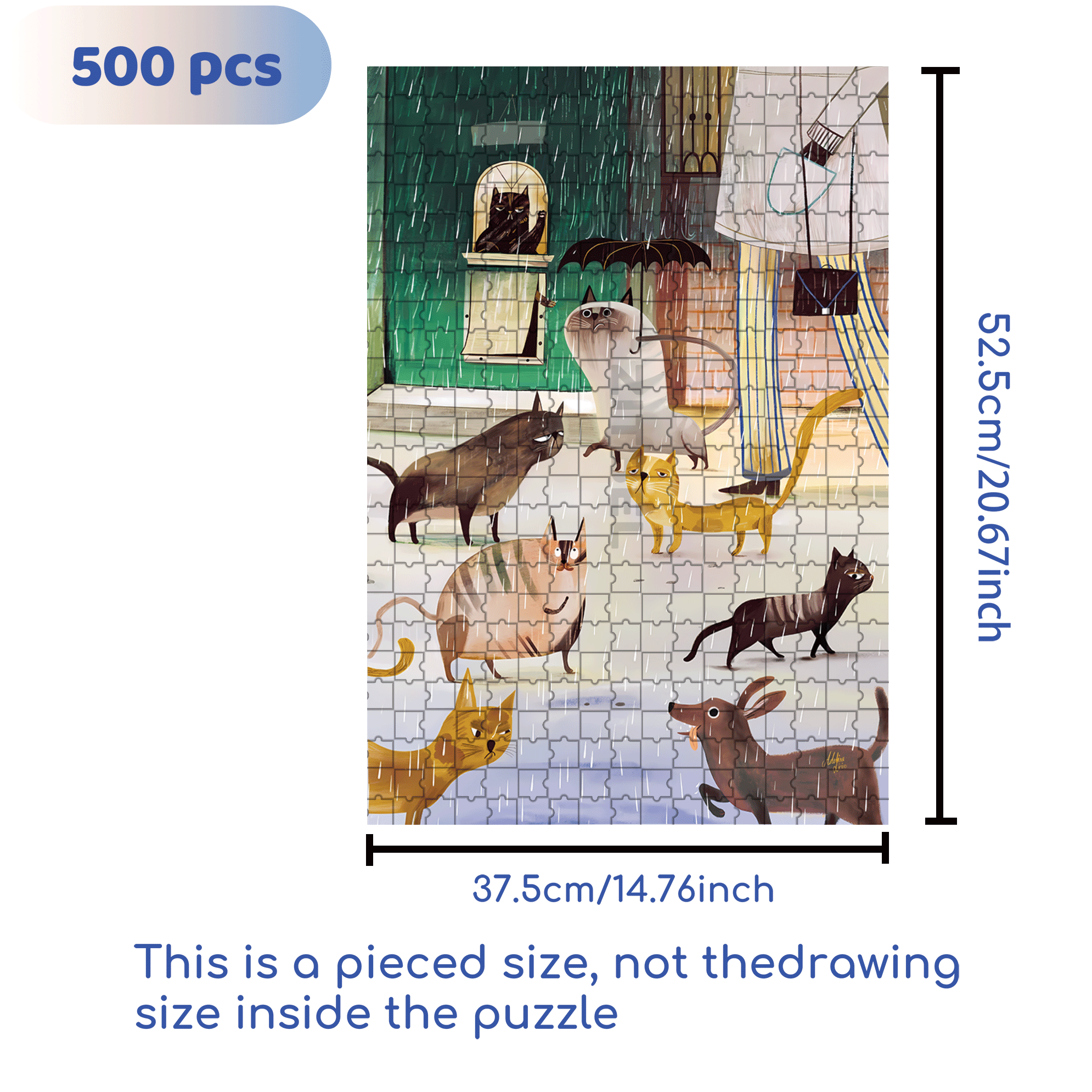 A Rainy Day 500pcs/1000pcs Jigsaw Puzzle, Scratch-Resistant, Interactive Family Game & Brain-Boosting DIY Decor, Perfect for Halloween, Christmas & New Year Gifts, Family Puzzle Game