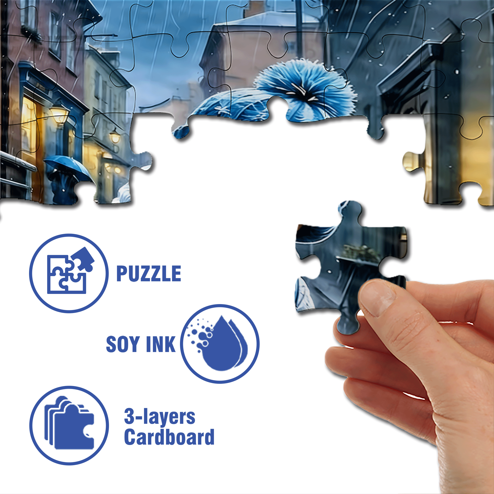 Baby Blue 500pcs/1000pcs Jigsaw Puzzle, Scratch-Resistant, Interactive Family Game & Brain-Boosting DIY Decor, Perfect for Halloween, Christmas & New Year Gifts, Family Puzzle Game