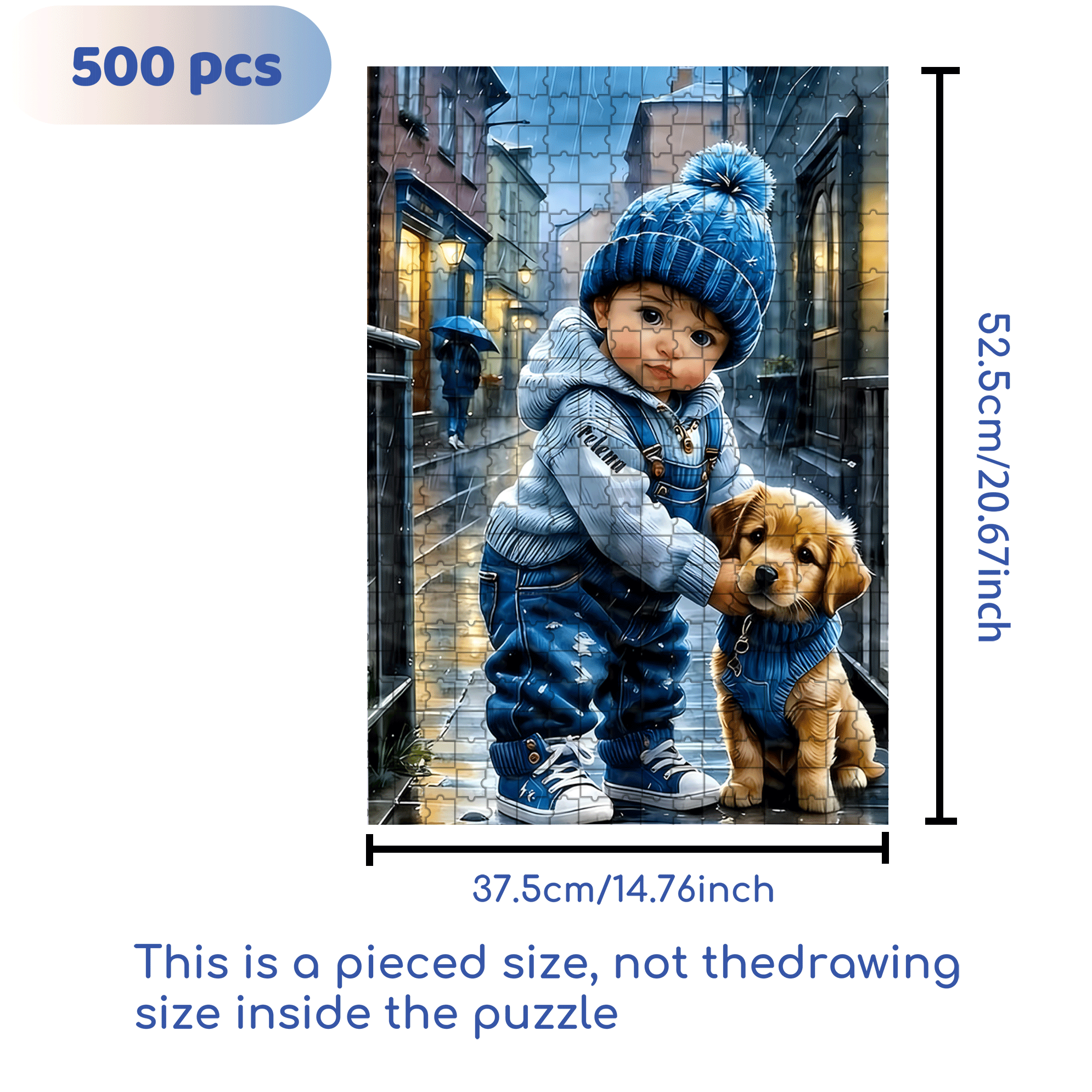 Baby Blue 500pcs/1000pcs Jigsaw Puzzle, Scratch-Resistant, Interactive Family Game & Brain-Boosting DIY Decor, Perfect for Halloween, Christmas & New Year Gifts, Family Puzzle Game