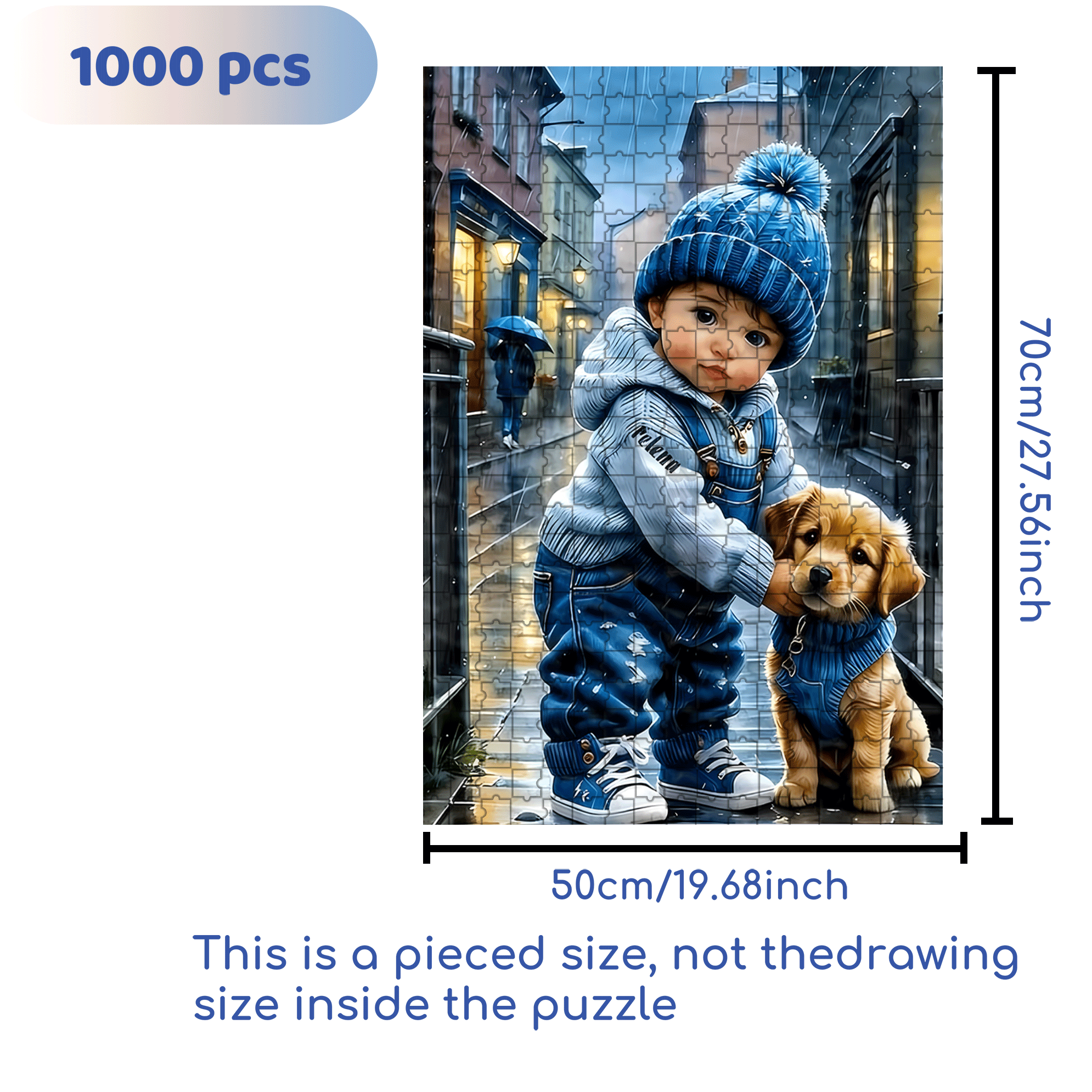 Baby Blue 500pcs/1000pcs Jigsaw Puzzle, Scratch-Resistant, Interactive Family Game & Brain-Boosting DIY Decor, Perfect for Halloween, Christmas & New Year Gifts, Family Puzzle Game