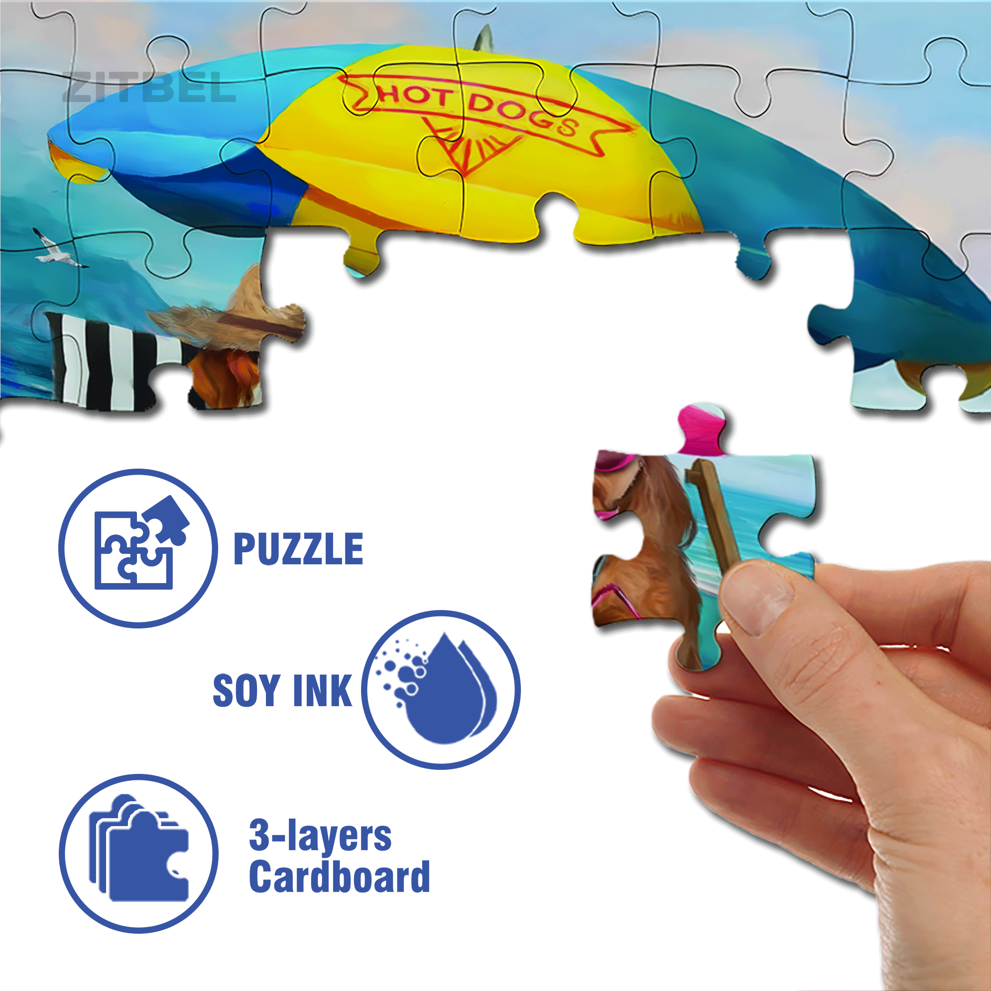 Beach Dogs 500pcs/1000pcs Jigsaw Puzzle, Scratch-Resistant, Interactive Family Game & Brain-Boosting DIY Decor, Perfect for Halloween, Christmas & New Year Gifts, Family Puzzle Game