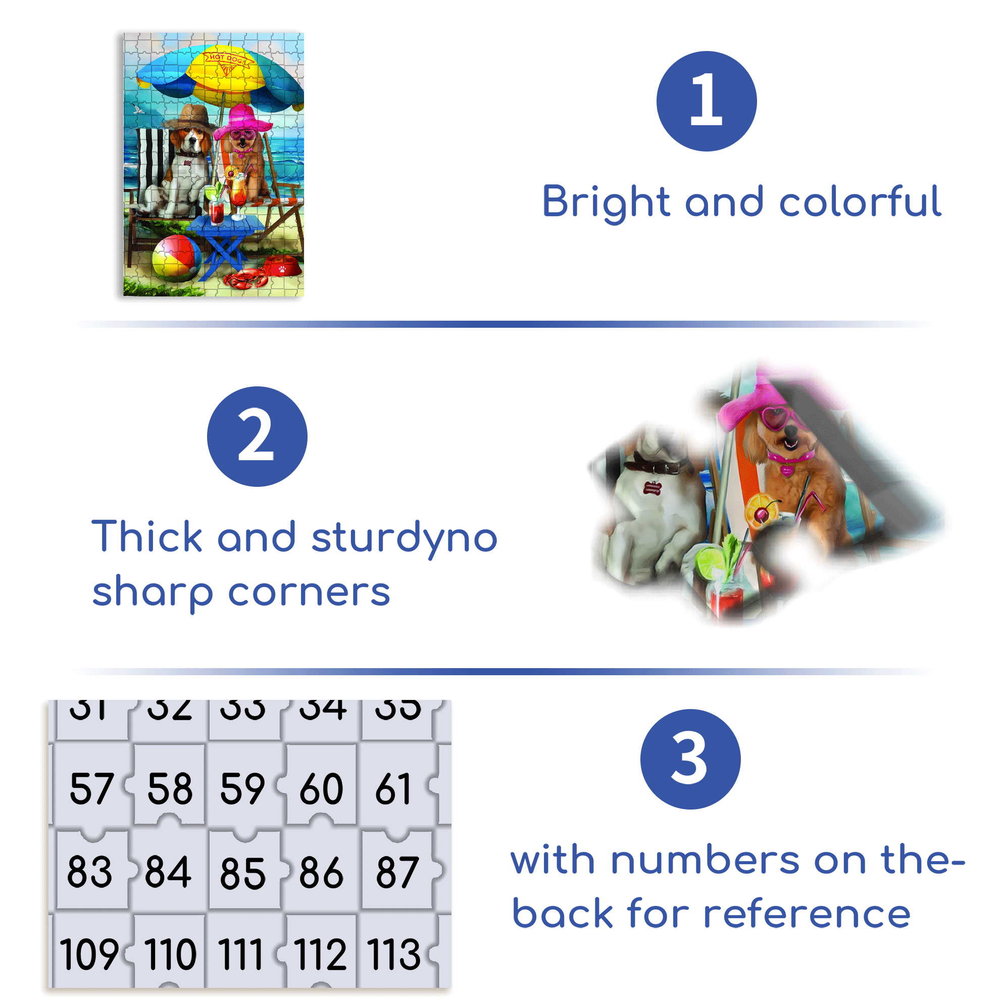 Beach Dogs 500pcs/1000pcs Jigsaw Puzzle, Scratch-Resistant, Interactive Family Game & Brain-Boosting DIY Decor, Perfect for Halloween, Christmas & New Year Gifts, Family Puzzle Game