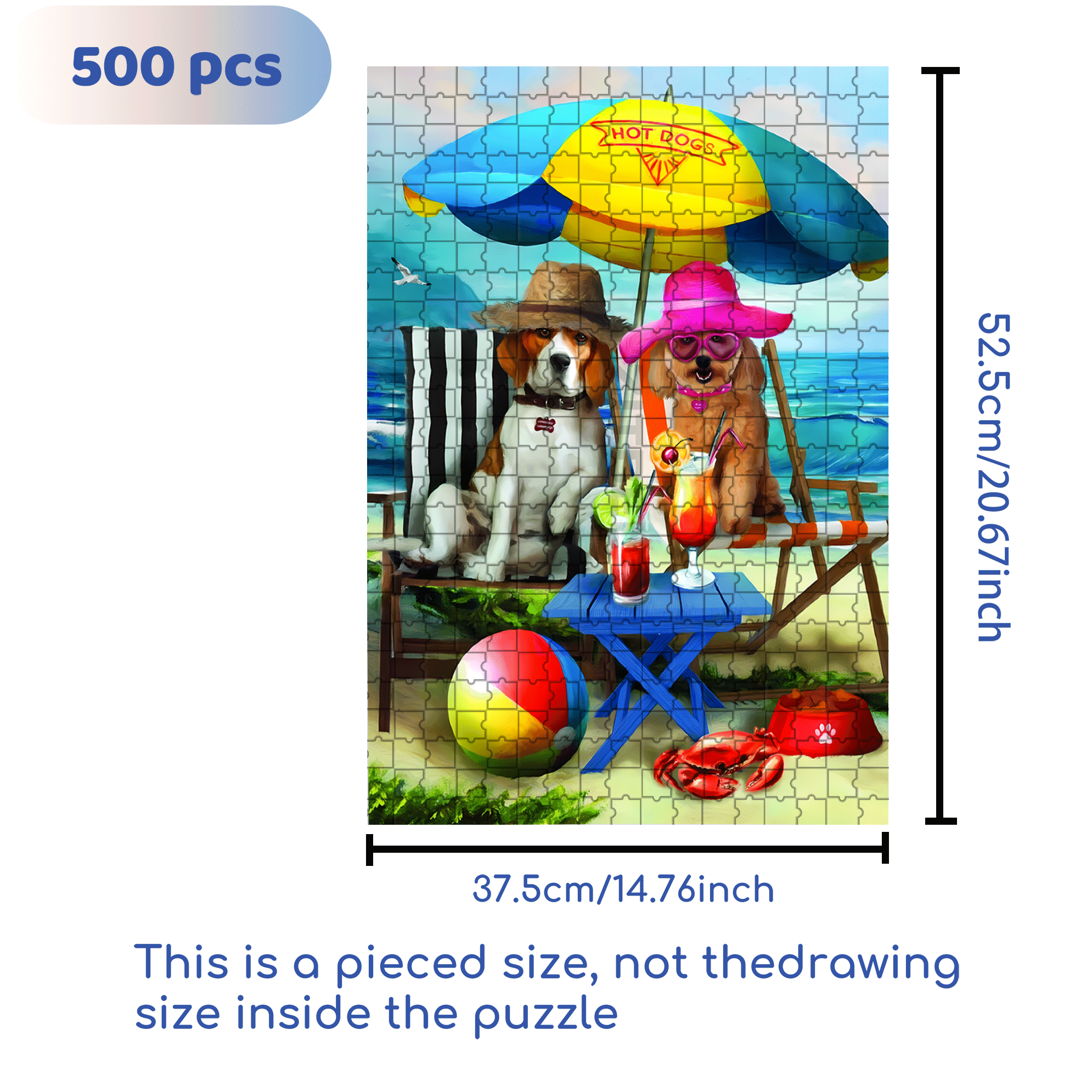 Beach Dogs 500pcs/1000pcs Jigsaw Puzzle, Scratch-Resistant, Interactive Family Game & Brain-Boosting DIY Decor, Perfect for Halloween, Christmas & New Year Gifts, Family Puzzle Game
