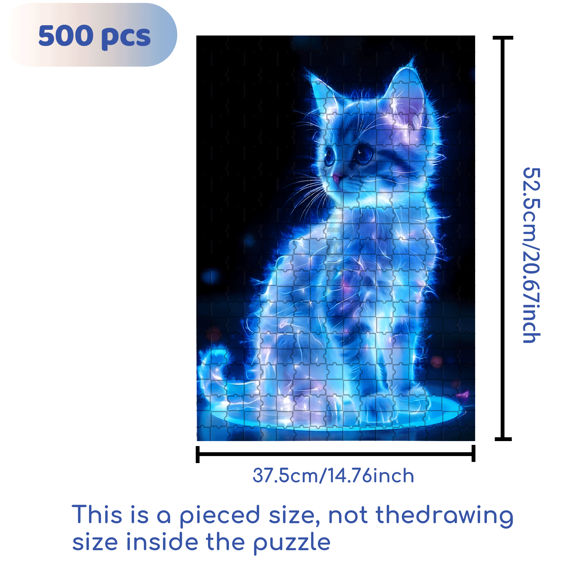 Cool Glowing Cat 500pcs/1000pcs Jigsaw Puzzle, Scratch-Resistant, Interactive Family Game & Brain-Boosting DIY Decor, Perfect for Halloween, Christmas & New Year Gifts, Family Puzzle Game
