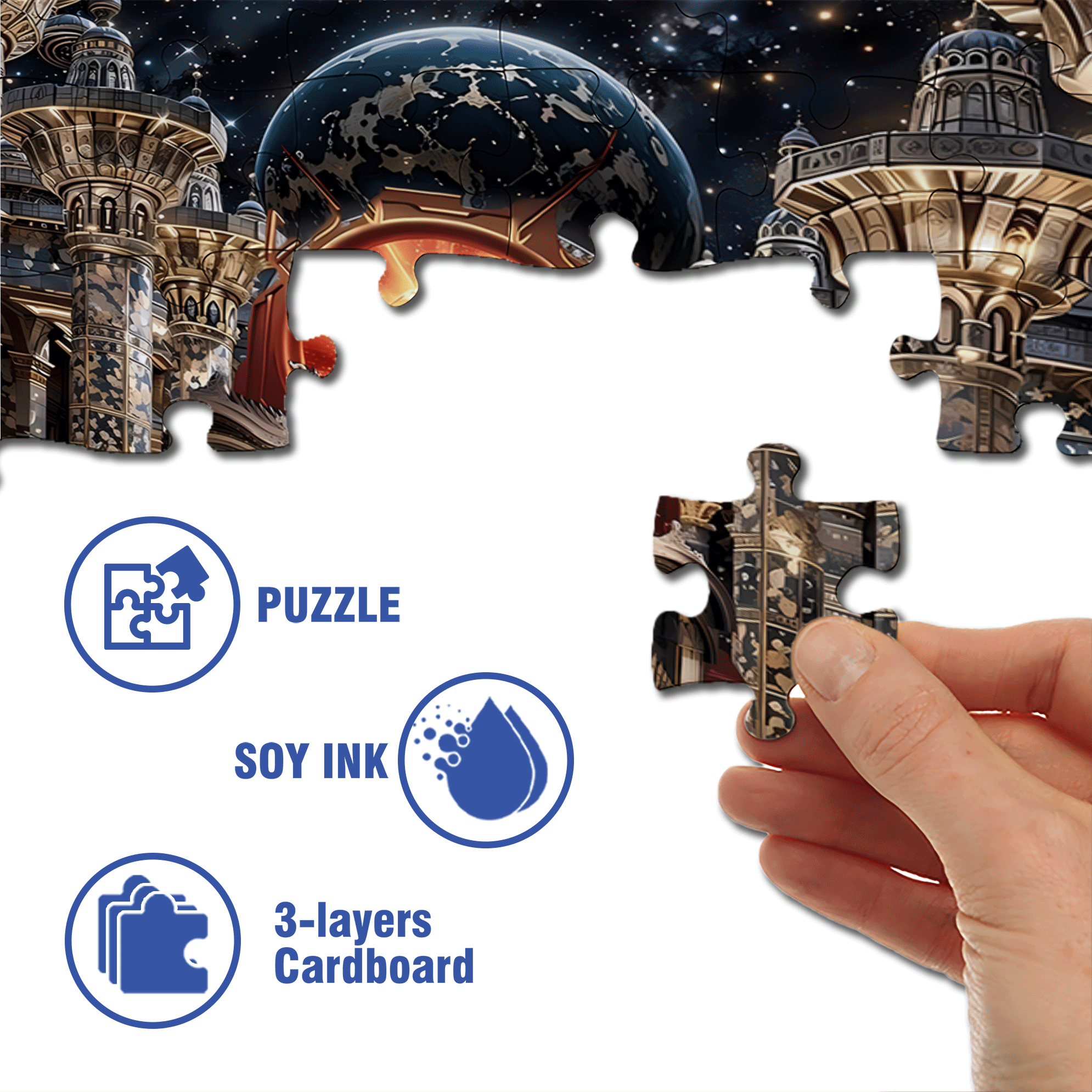 Crystal Fountain 500pcs/1000pcs Jigsaw Puzzle, Scratch-Resistant, Interactive Family Game & Brain-Boosting DIY Decor, Perfect for Halloween, Christmas & New Year Gifts, Family Puzzle Game