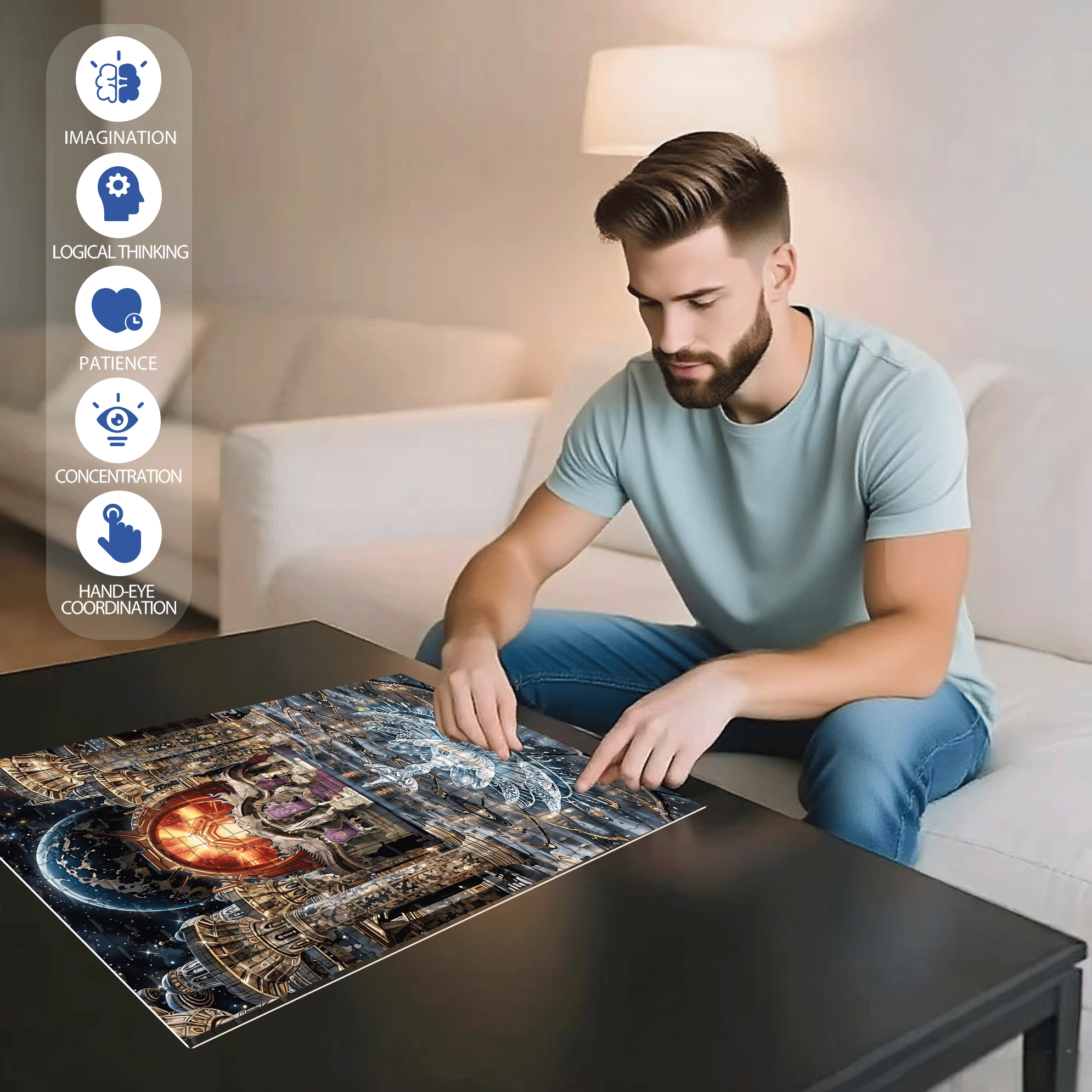Crystal Fountain 500pcs/1000pcs Jigsaw Puzzle, Scratch-Resistant, Interactive Family Game & Brain-Boosting DIY Decor, Perfect for Halloween, Christmas & New Year Gifts, Family Puzzle Game