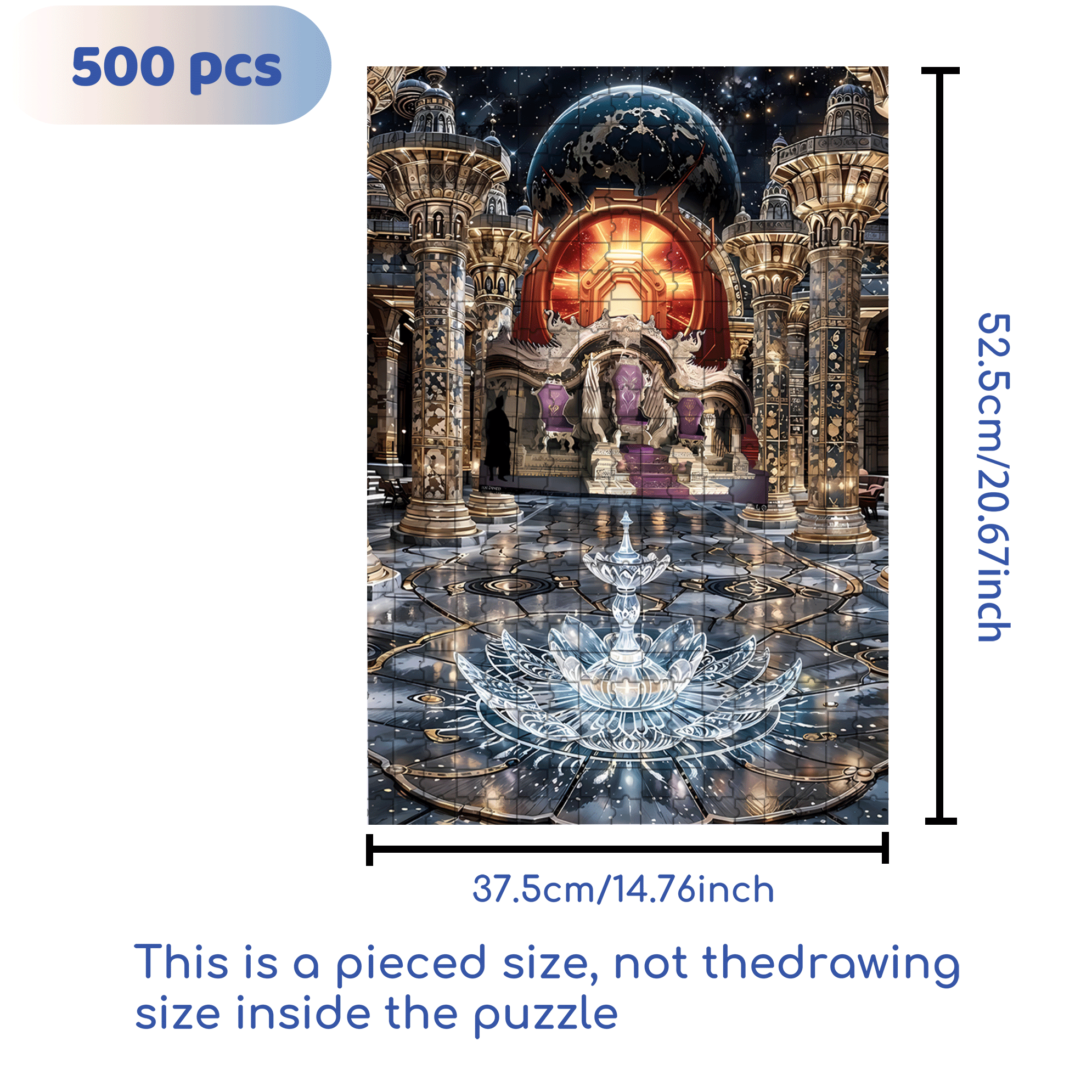 Crystal Fountain 500pcs/1000pcs Jigsaw Puzzle, Scratch-Resistant, Interactive Family Game & Brain-Boosting DIY Decor, Perfect for Halloween, Christmas & New Year Gifts, Family Puzzle Game