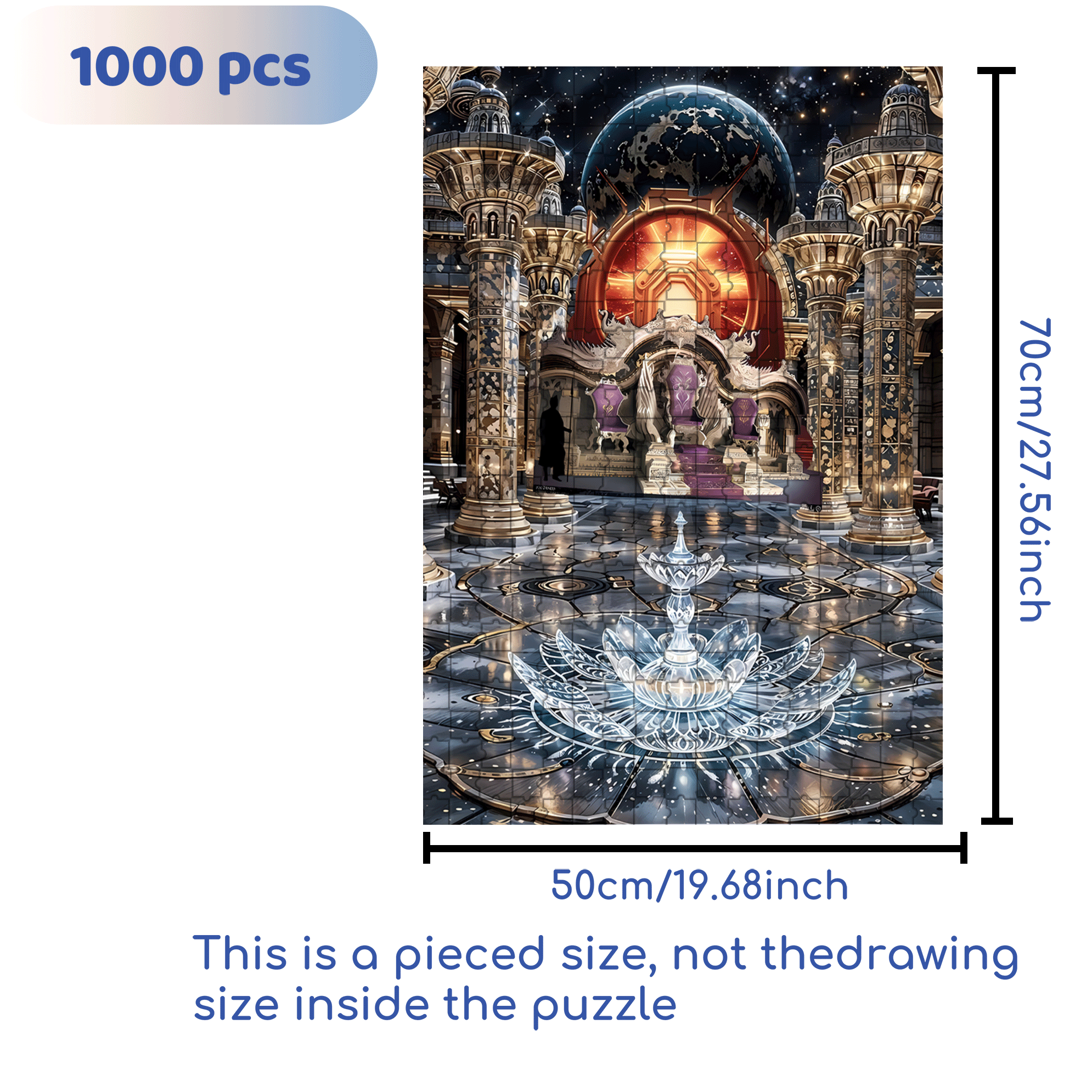 Crystal Fountain 500pcs/1000pcs Jigsaw Puzzle, Scratch-Resistant, Interactive Family Game & Brain-Boosting DIY Decor, Perfect for Halloween, Christmas & New Year Gifts, Family Puzzle Game