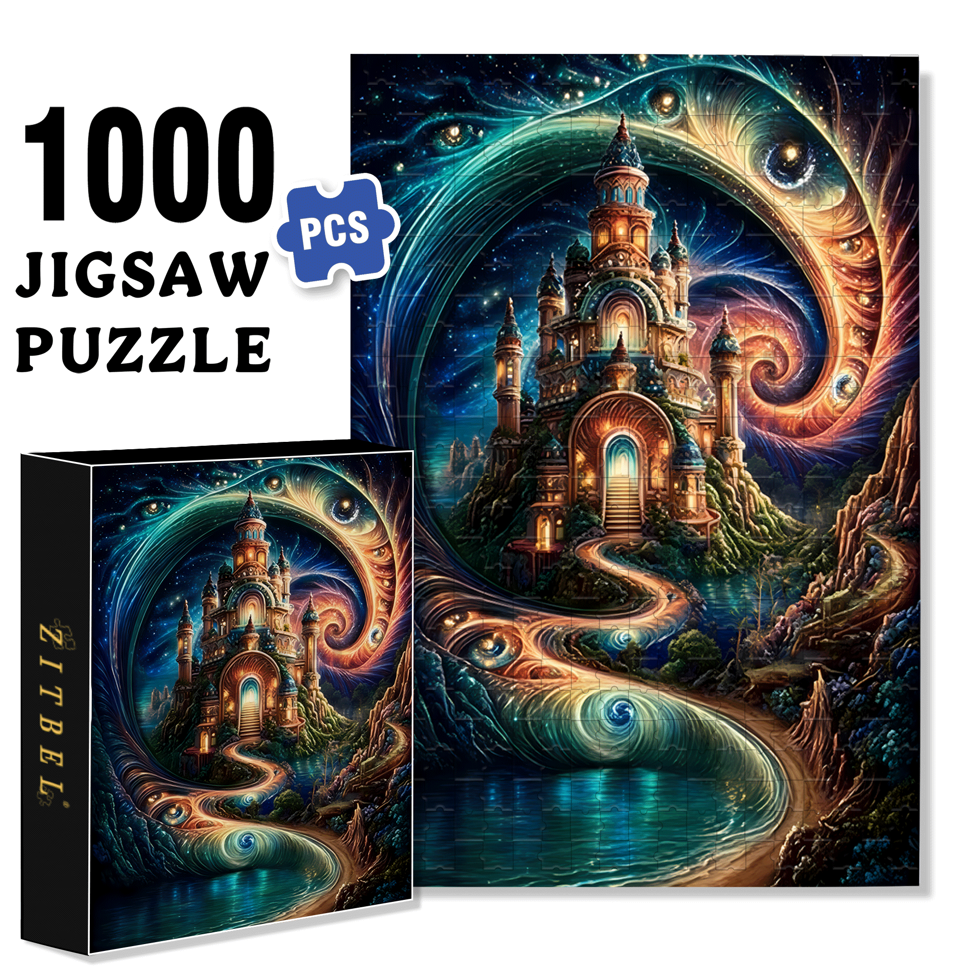 Fantasy Castle 500pcs/1000pcs Jigsaw Puzzle, Scratch-Resistant, Interactive Family Game & Brain-Boosting DIY Decor, Perfect for Halloween, Christmas & New Year Gifts, Family Puzzle Game