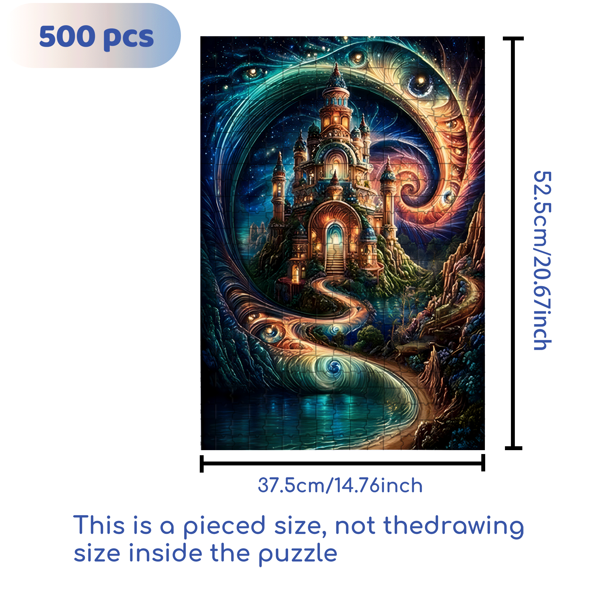 Fantasy Castle 500pcs/1000pcs Jigsaw Puzzle, Scratch-Resistant, Interactive Family Game & Brain-Boosting DIY Decor, Perfect for Halloween, Christmas & New Year Gifts, Family Puzzle Game