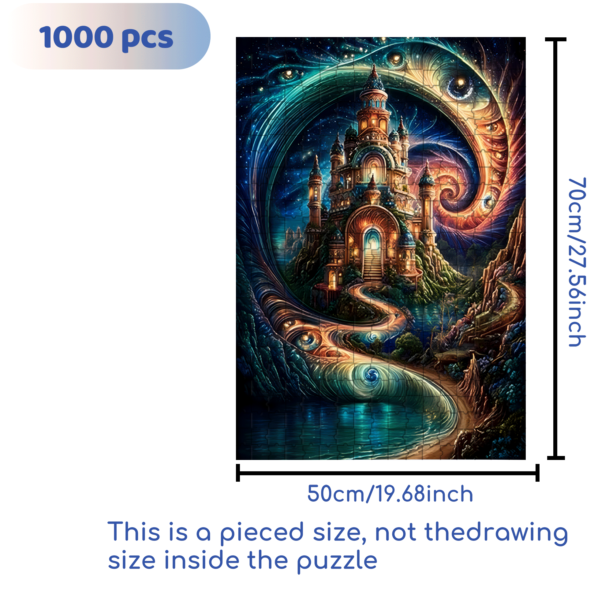 Fantasy Castle 500pcs/1000pcs Jigsaw Puzzle, Scratch-Resistant, Interactive Family Game & Brain-Boosting DIY Decor, Perfect for Halloween, Christmas & New Year Gifts, Family Puzzle Game