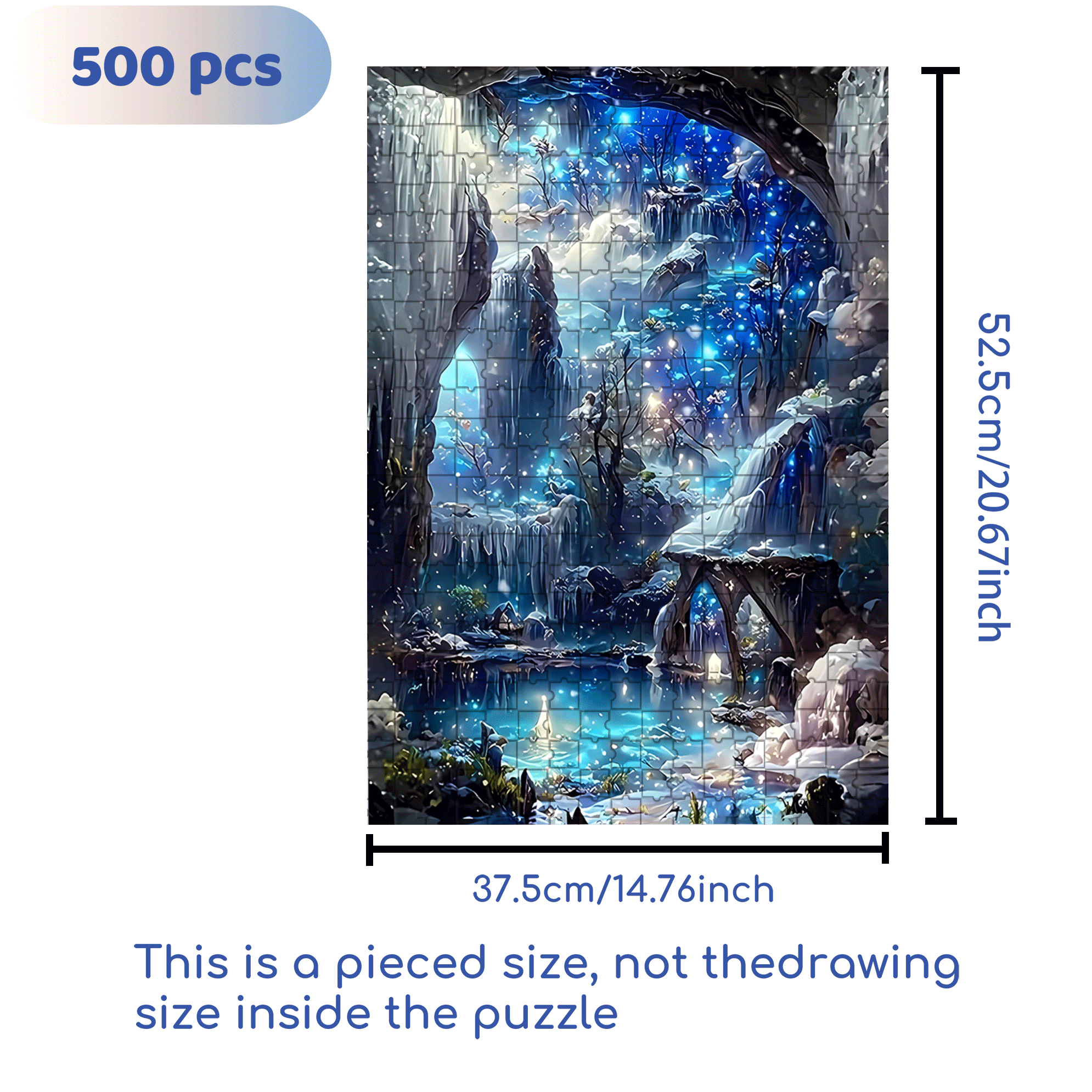 Fantasy Cave Lake 500pcs/1000pcs Jigsaw Puzzle, Scratch-Resistant, Interactive Family Game & Brain-Boosting DIY Decor, Perfect for Halloween, Christmas & New Year Gifts, Family Puzzle Game