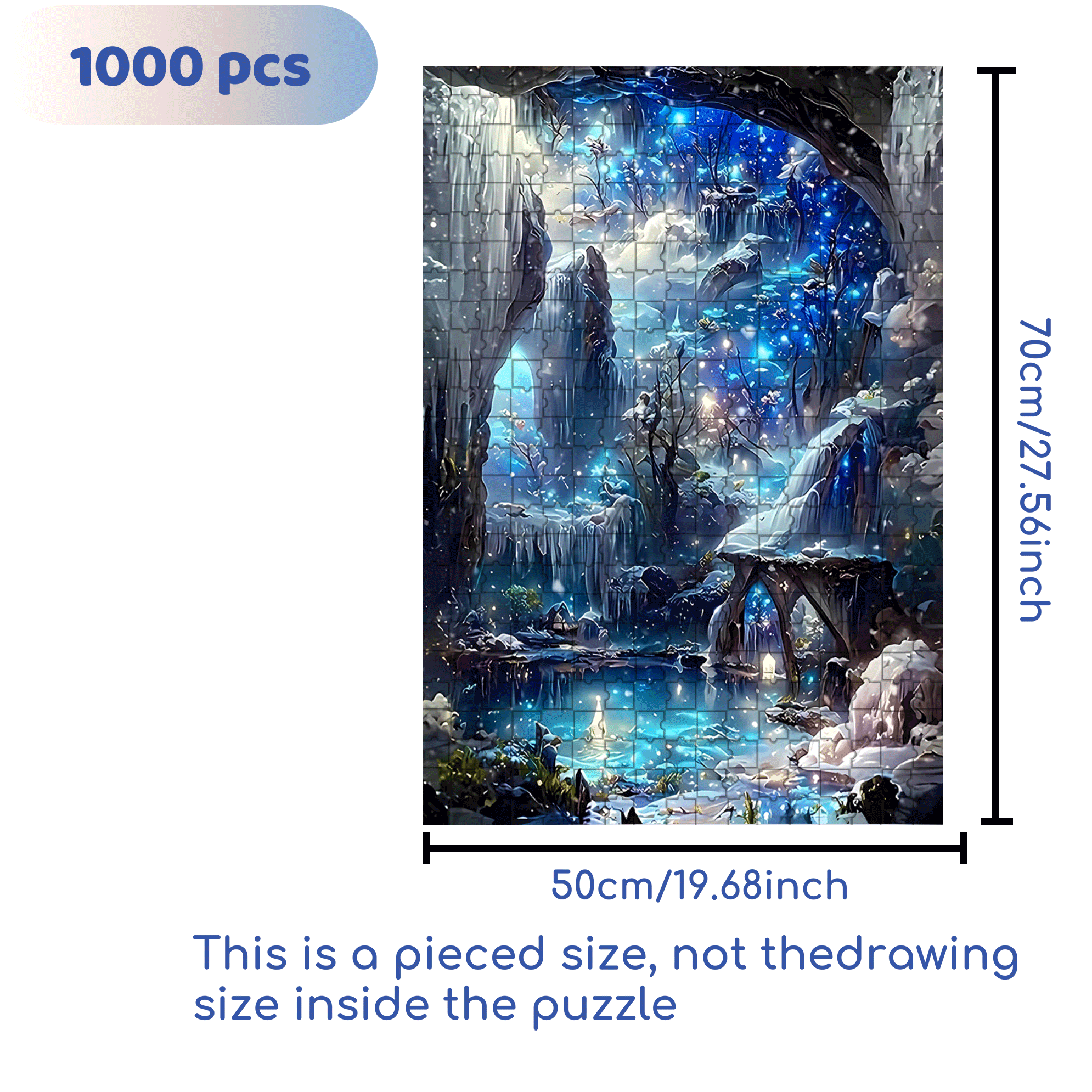Fantasy Cave Lake 500pcs/1000pcs Jigsaw Puzzle, Scratch-Resistant, Interactive Family Game & Brain-Boosting DIY Decor, Perfect for Halloween, Christmas & New Year Gifts, Family Puzzle Game