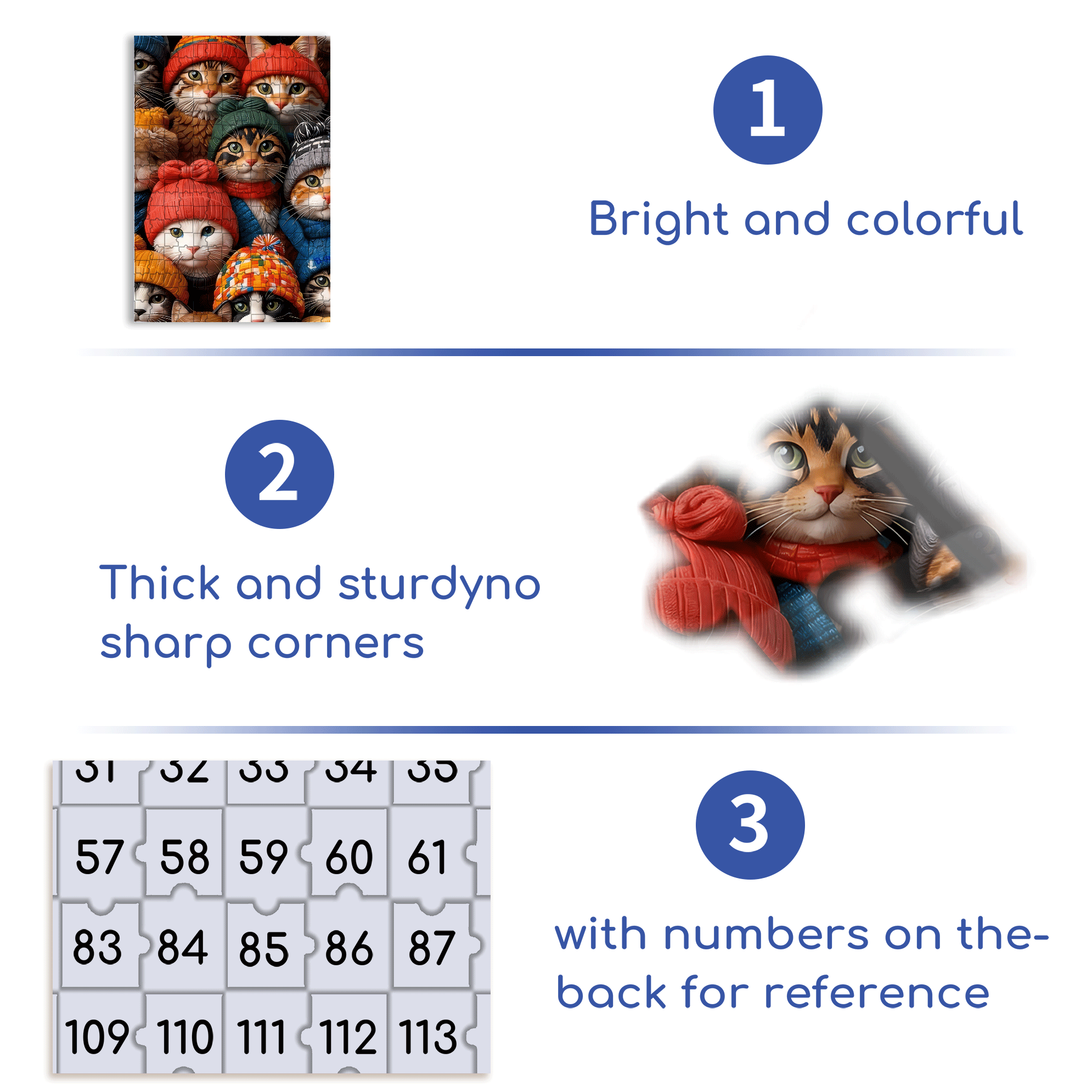 Fluffy hats And warm Cat Gatherings 500pcs/1000pcs Jigsaw Puzzle, Scratch-Resistant, Interactive Family Game & Brain-Boosting DIY Decor, Perfect for Halloween, Christmas & New Year Gifts, Family Puzzle Game