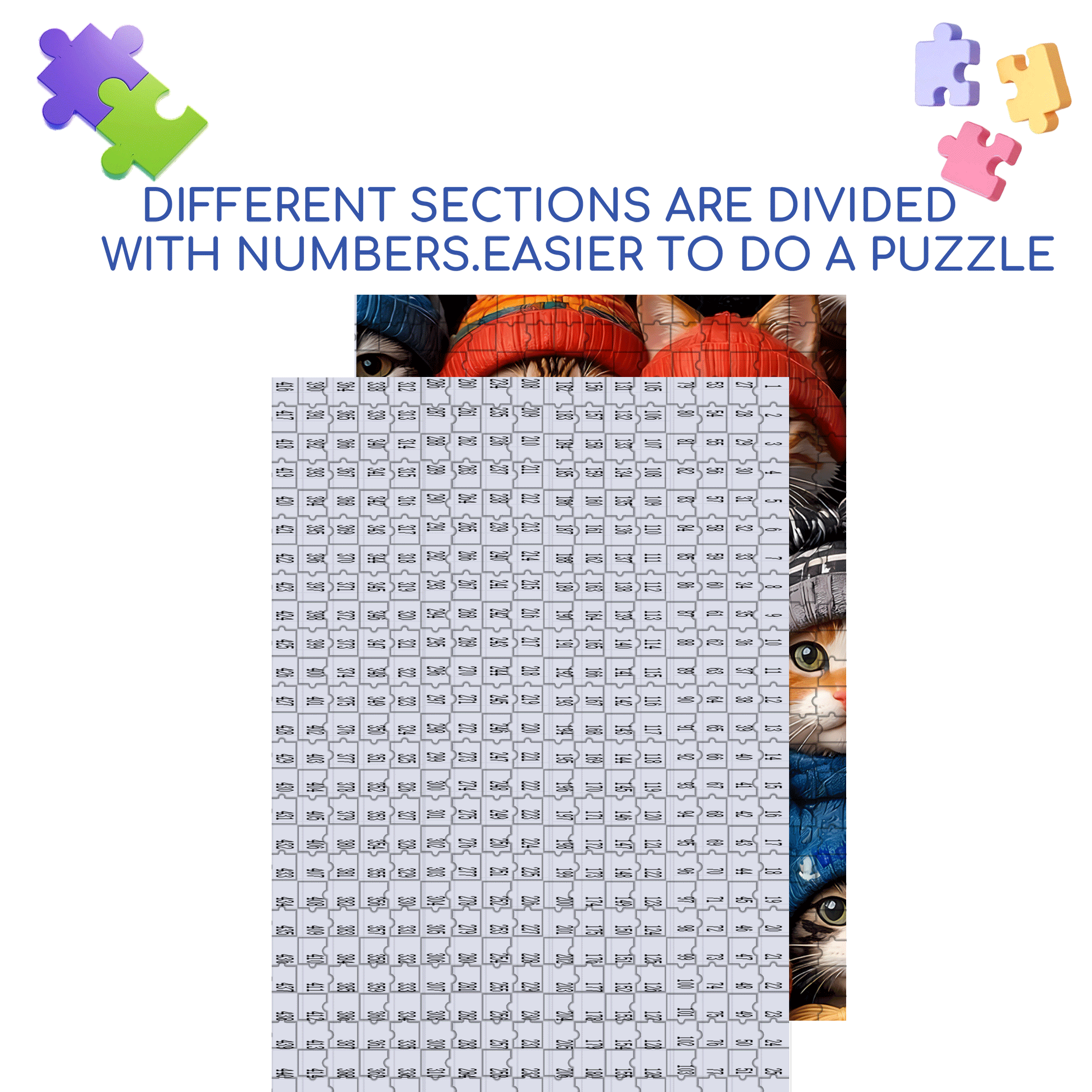 Fluffy hats And warm Cat Gatherings 500pcs/1000pcs Jigsaw Puzzle, Scratch-Resistant, Interactive Family Game & Brain-Boosting DIY Decor, Perfect for Halloween, Christmas & New Year Gifts, Family Puzzle Game