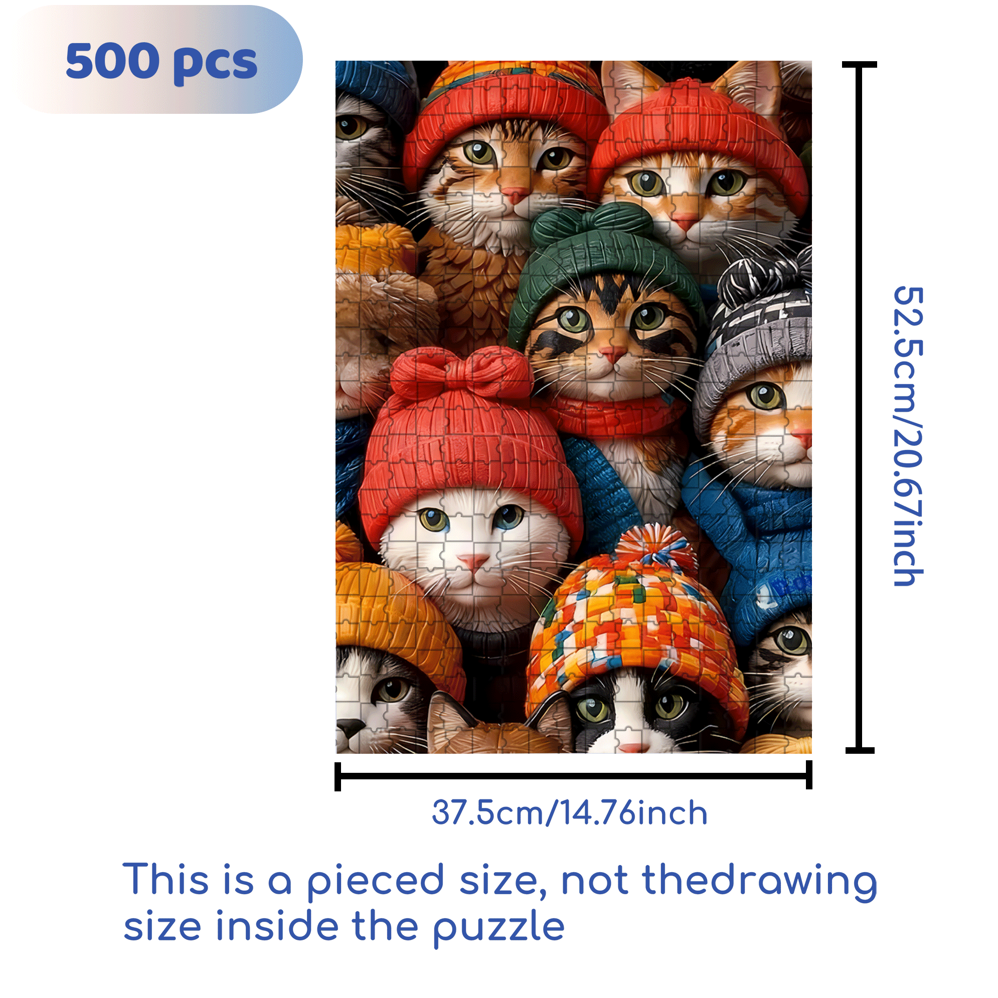 Fluffy hats And warm Cat Gatherings 500pcs/1000pcs Jigsaw Puzzle, Scratch-Resistant, Interactive Family Game & Brain-Boosting DIY Decor, Perfect for Halloween, Christmas & New Year Gifts, Family Puzzle Game
