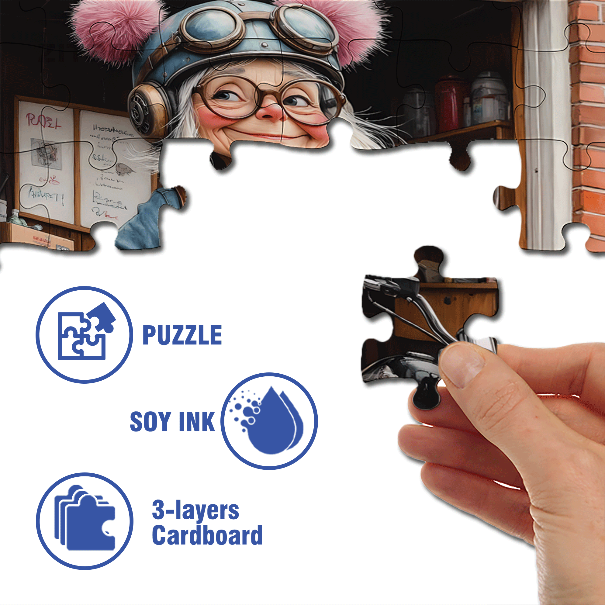 Funny Old Lady 500pcs/1000pcs Jigsaw Puzzle, Scratch-Resistant, Interactive Family Game & Brain-Boosting DIY Decor, Perfect for Halloween, Christmas & New Year Gifts, Family Puzzle Game