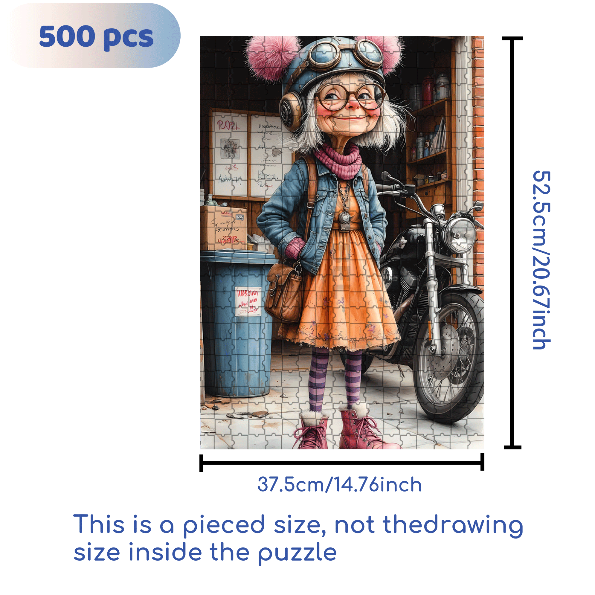 Funny Old Lady 500pcs/1000pcs Jigsaw Puzzle, Scratch-Resistant, Interactive Family Game & Brain-Boosting DIY Decor, Perfect for Halloween, Christmas & New Year Gifts, Family Puzzle Game