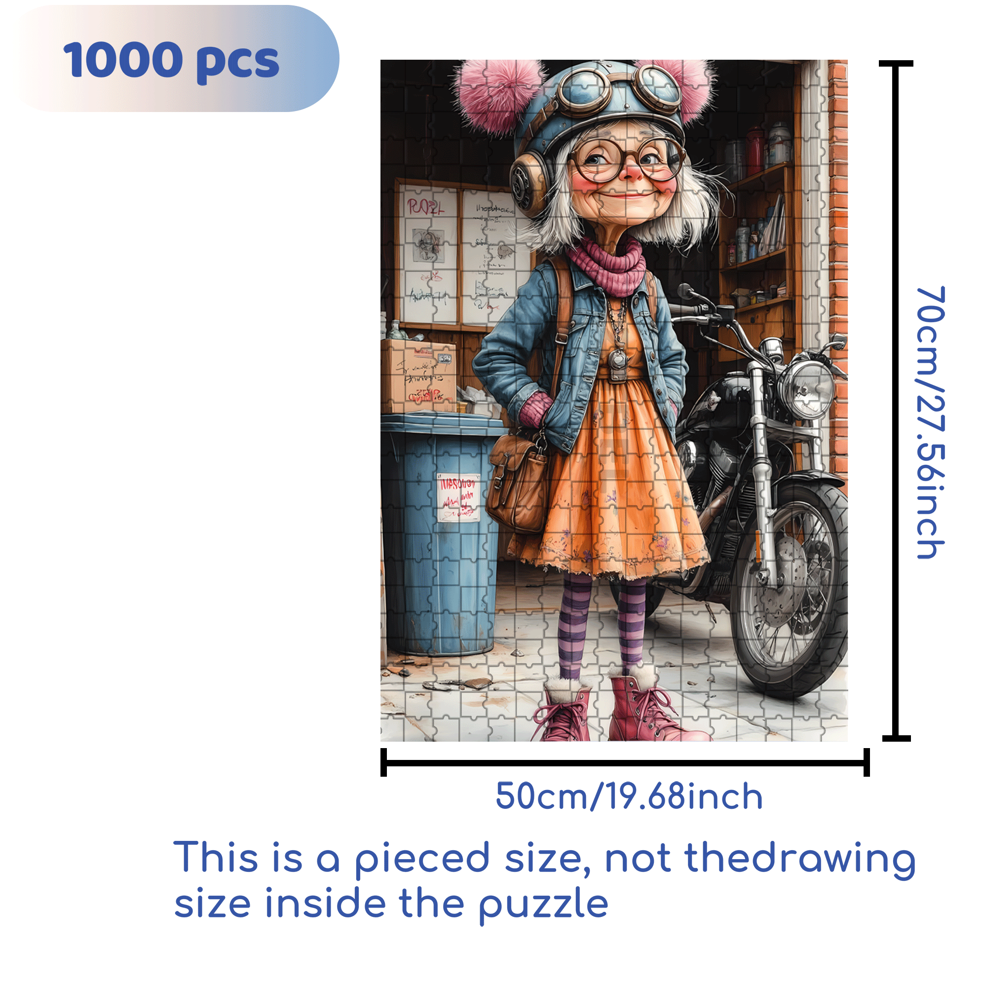 Funny Old Lady 500pcs/1000pcs Jigsaw Puzzle, Scratch-Resistant, Interactive Family Game & Brain-Boosting DIY Decor, Perfect for Halloween, Christmas & New Year Gifts, Family Puzzle Game