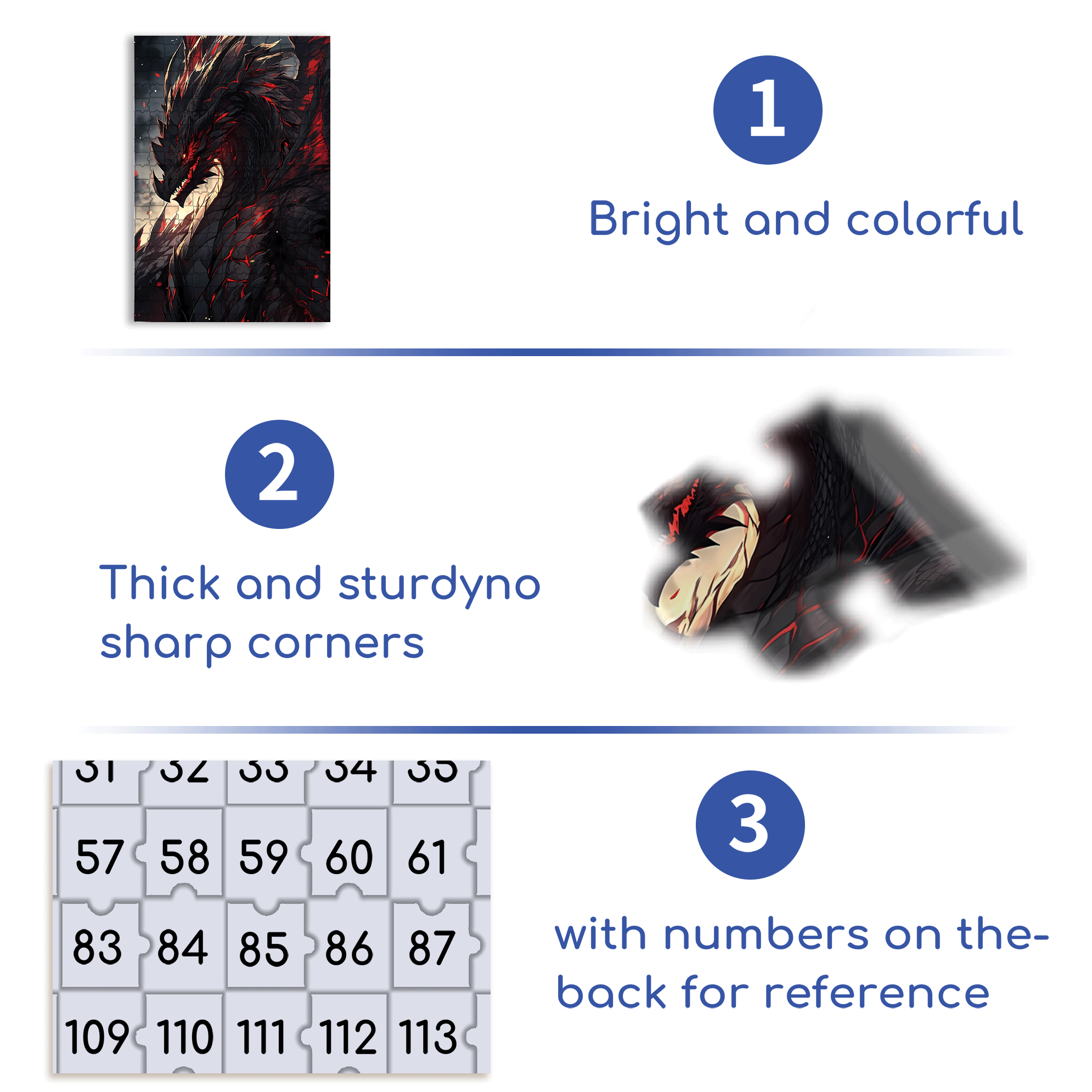 Furious Black Dragon 500pcs/1000pcs Jigsaw Puzzle, Scratch-Resistant, Interactive Family Game & Brain-Boosting DIY Decor, Perfect for Halloween, Christmas & New Year Gifts, Family Puzzle Game