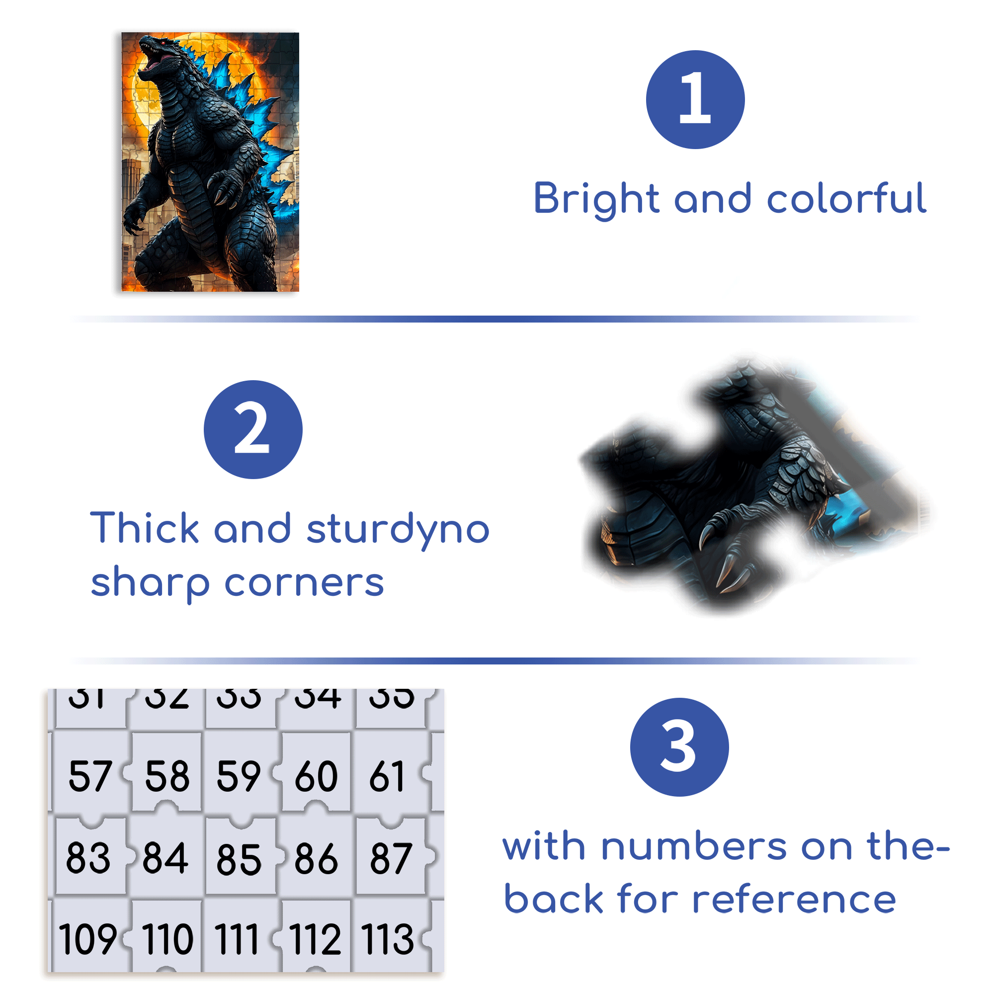 Godzilla 500pcs/1000pcs Jigsaw Puzzle, Scratch-Resistant, Interactive Family Game & Brain-Boosting DIY Decor, Perfect for Halloween, Christmas & New Year Gifts, Family Puzzle Game