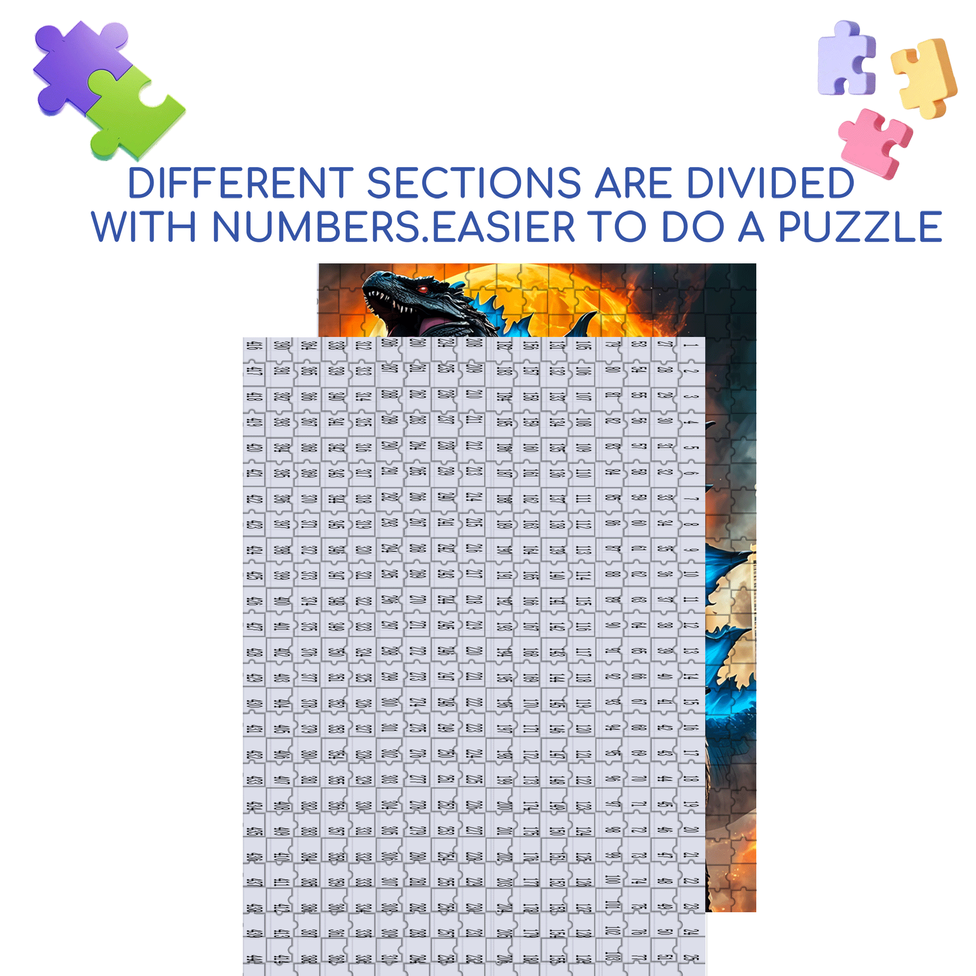 Godzilla 500pcs/1000pcs Jigsaw Puzzle, Scratch-Resistant, Interactive Family Game & Brain-Boosting DIY Decor, Perfect for Halloween, Christmas & New Year Gifts, Family Puzzle Game