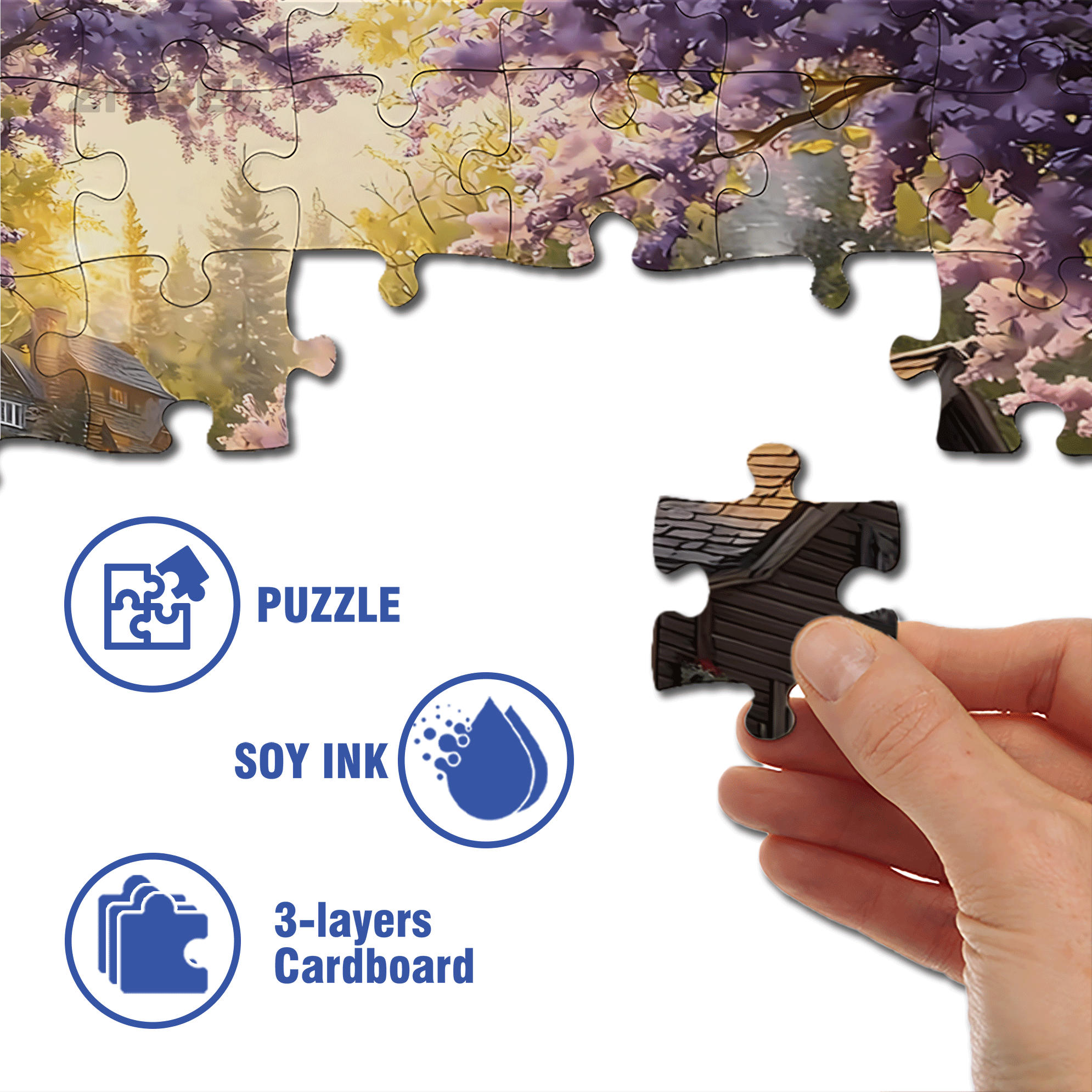Happy Chickens In The Countryside 500pcs/1000pcs Jigsaw Puzzle, Scratch-Resistant, Interactive Family Game & Brain-Boosting DIY Decor, Perfect for Halloween, Christmas & New Year Gifts, Family Puzzle Game