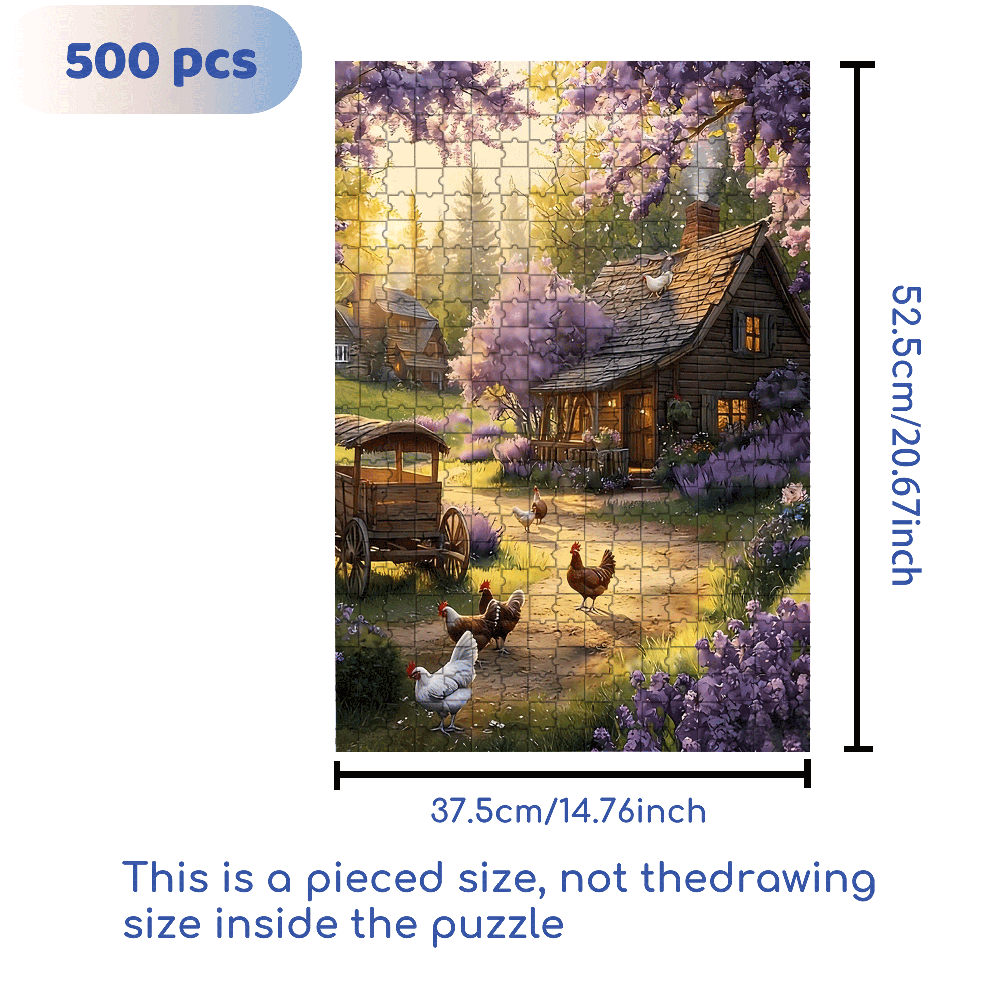 Happy Chickens In The Countryside 500pcs/1000pcs Jigsaw Puzzle, Scratch-Resistant, Interactive Family Game & Brain-Boosting DIY Decor, Perfect for Halloween, Christmas & New Year Gifts, Family Puzzle Game