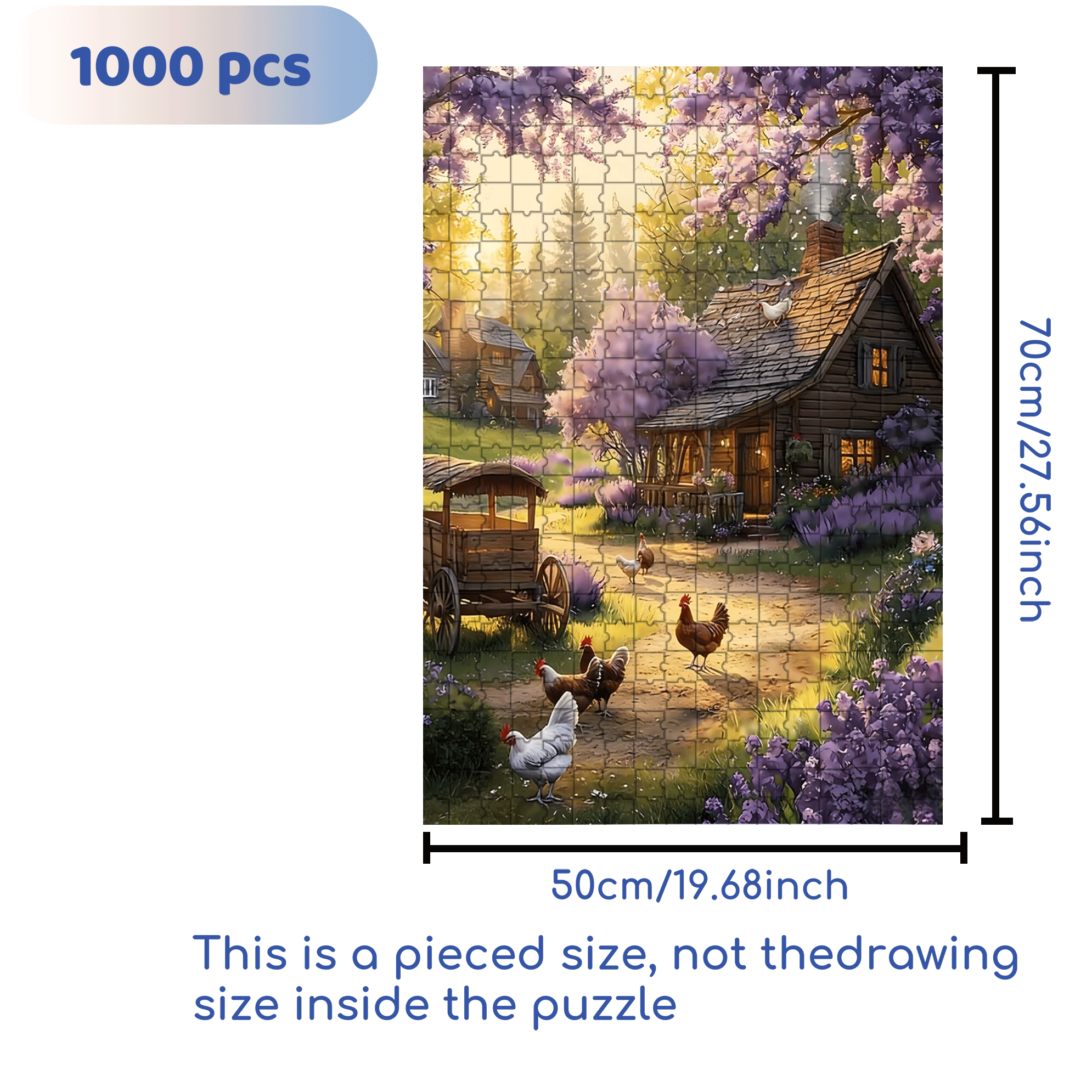 Happy Chickens In The Countryside 500pcs/1000pcs Jigsaw Puzzle, Scratch-Resistant, Interactive Family Game & Brain-Boosting DIY Decor, Perfect for Halloween, Christmas & New Year Gifts, Family Puzzle Game