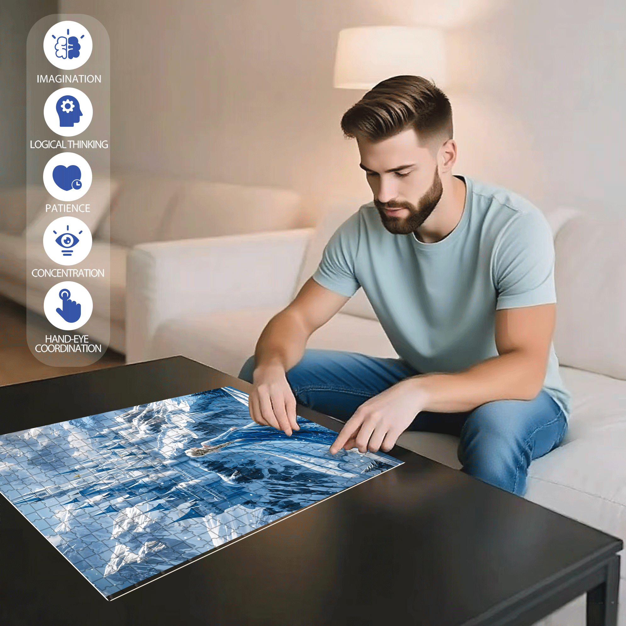 Ice Castle Princess 500pcs/1000pcs Jigsaw Puzzle, Scratch-Resistant, Interactive Family Game & Brain-Boosting DIY Decor, Perfect for Halloween, Christmas & New Year Gifts, Family Puzzle Game
