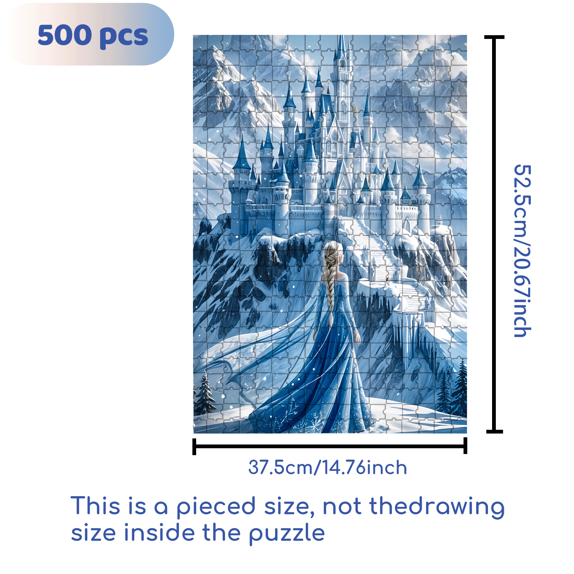 Ice Castle Princess 500pcs/1000pcs Jigsaw Puzzle, Scratch-Resistant, Interactive Family Game & Brain-Boosting DIY Decor, Perfect for Halloween, Christmas & New Year Gifts, Family Puzzle Game