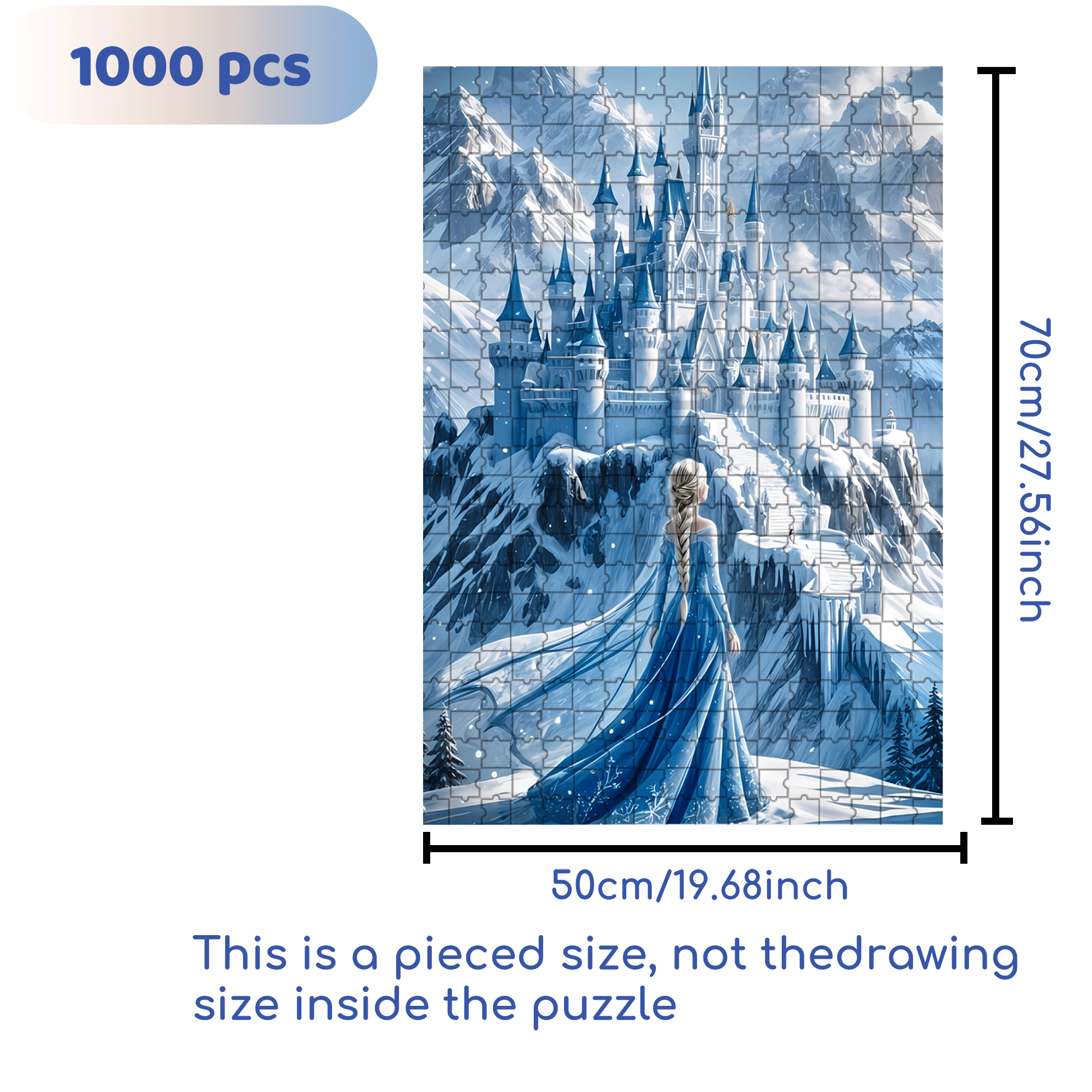 Ice Castle Princess 500pcs/1000pcs Jigsaw Puzzle, Scratch-Resistant, Interactive Family Game & Brain-Boosting DIY Decor, Perfect for Halloween, Christmas & New Year Gifts, Family Puzzle Game