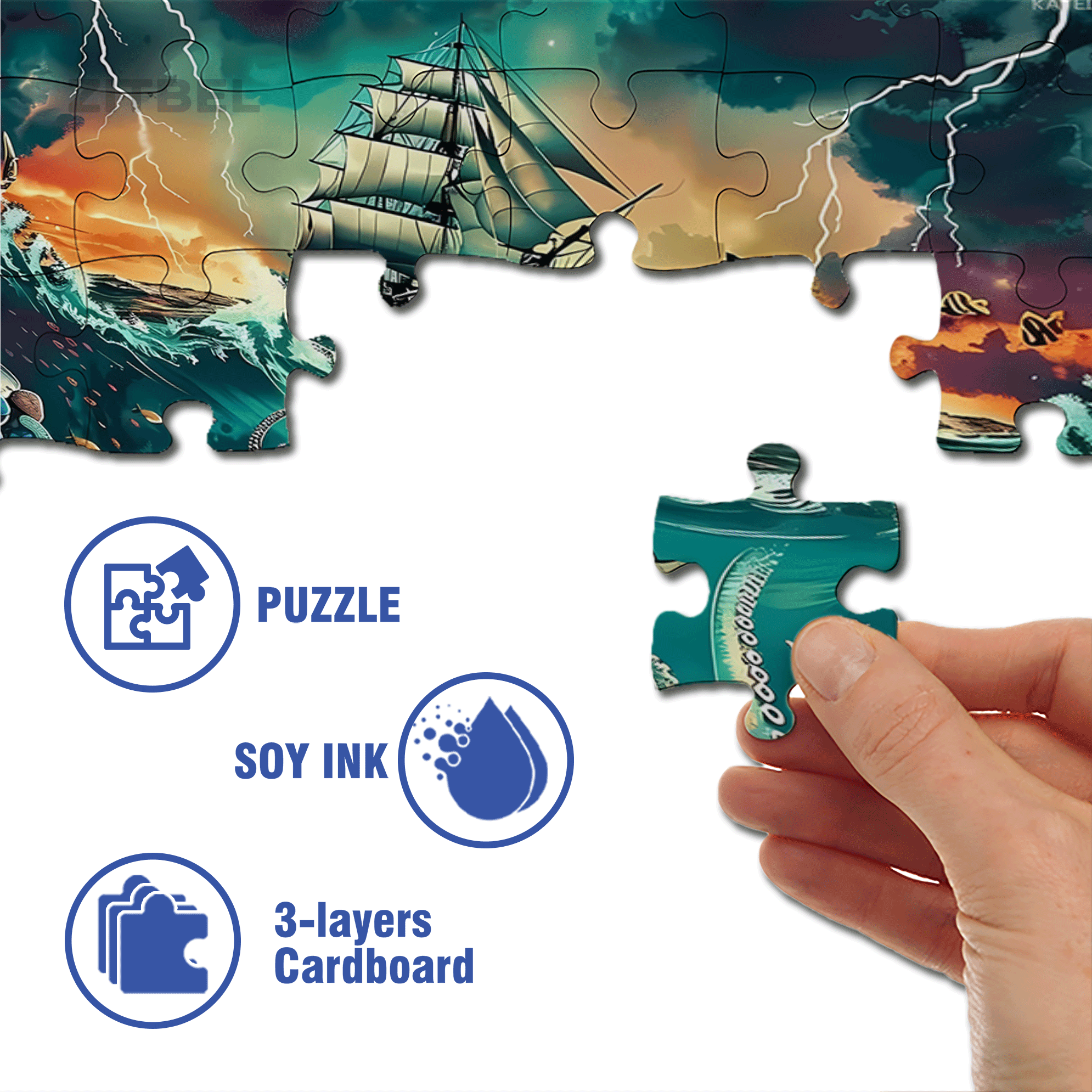 KAYEIUU Ocean Diamond 500pcs/1000pcs Jigsaw Puzzle, Scratch-Resistant, Interactive Family Game & Brain-Boosting DIY Decor, Perfect for Halloween, Christmas & New Year Gifts, Family Puzzle Game